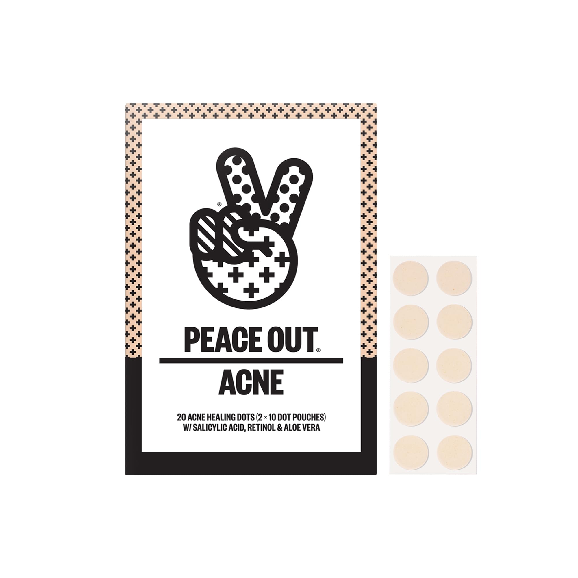 PEACE OUT Skincare Acne Dots - Hydrocolloid Pimple Patches for Overnight Blemish Treatment, Fast-Acting Anti-Acne Solution (20 Count) | Award-Winning Acne Spot Treatment for Clear Skin | Perfect for Travel, Daily Skincare Routine & Emergency Breakout Care