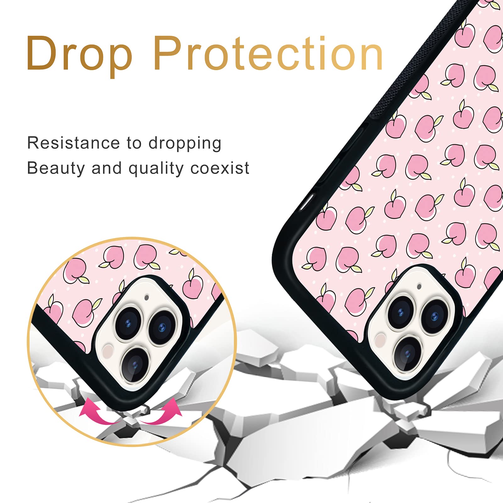 **Pink Peaches iPhone 11 Pro Case - Shockproof Protective TPU & Aluminum Cover for Women & Girls - Cute Tropical Design for Everyday Use & Travel**