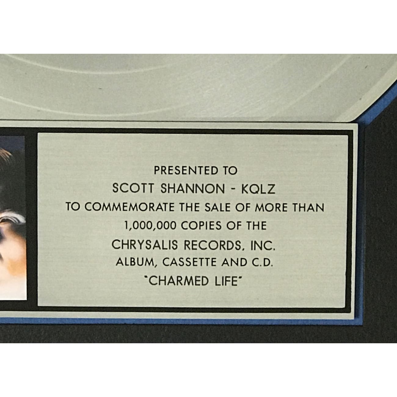 Billy Idol Charmed Life RIAA Platinum Album Award - Certified Music Collectible for Fans & Display