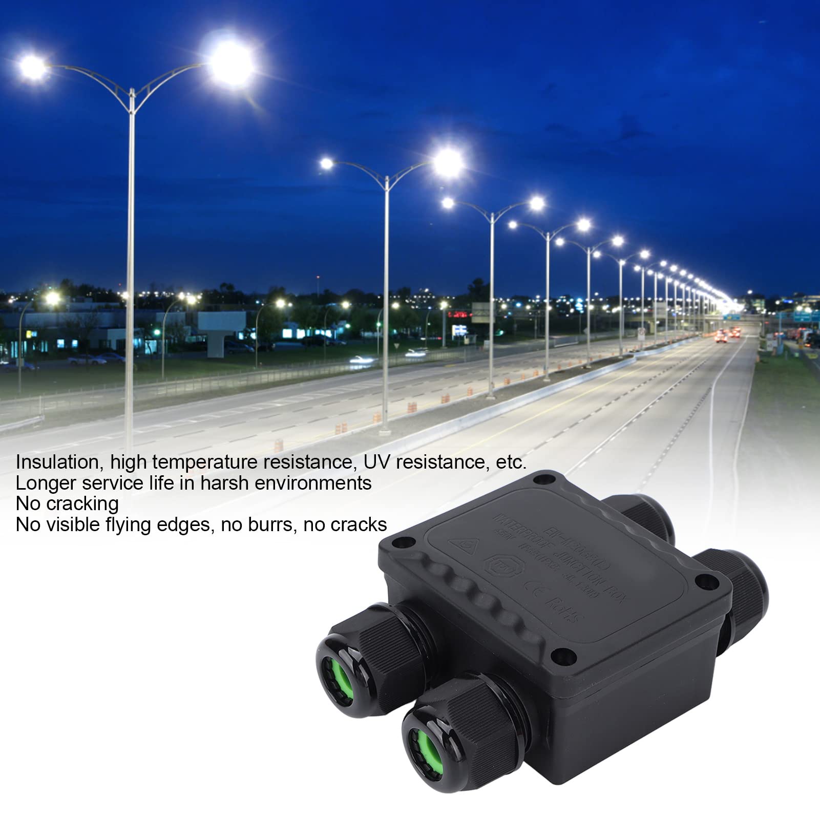 Waterproof Electrical Junction Box - 4 Way Outdoor IP68 Rated, PA66 Silicone Material, Corrosion Resistant for Street Lights, Garden Lights & Buried Lights | Durable Weatherproof Enclosure for Outdoor Lighting & Electrical Connections