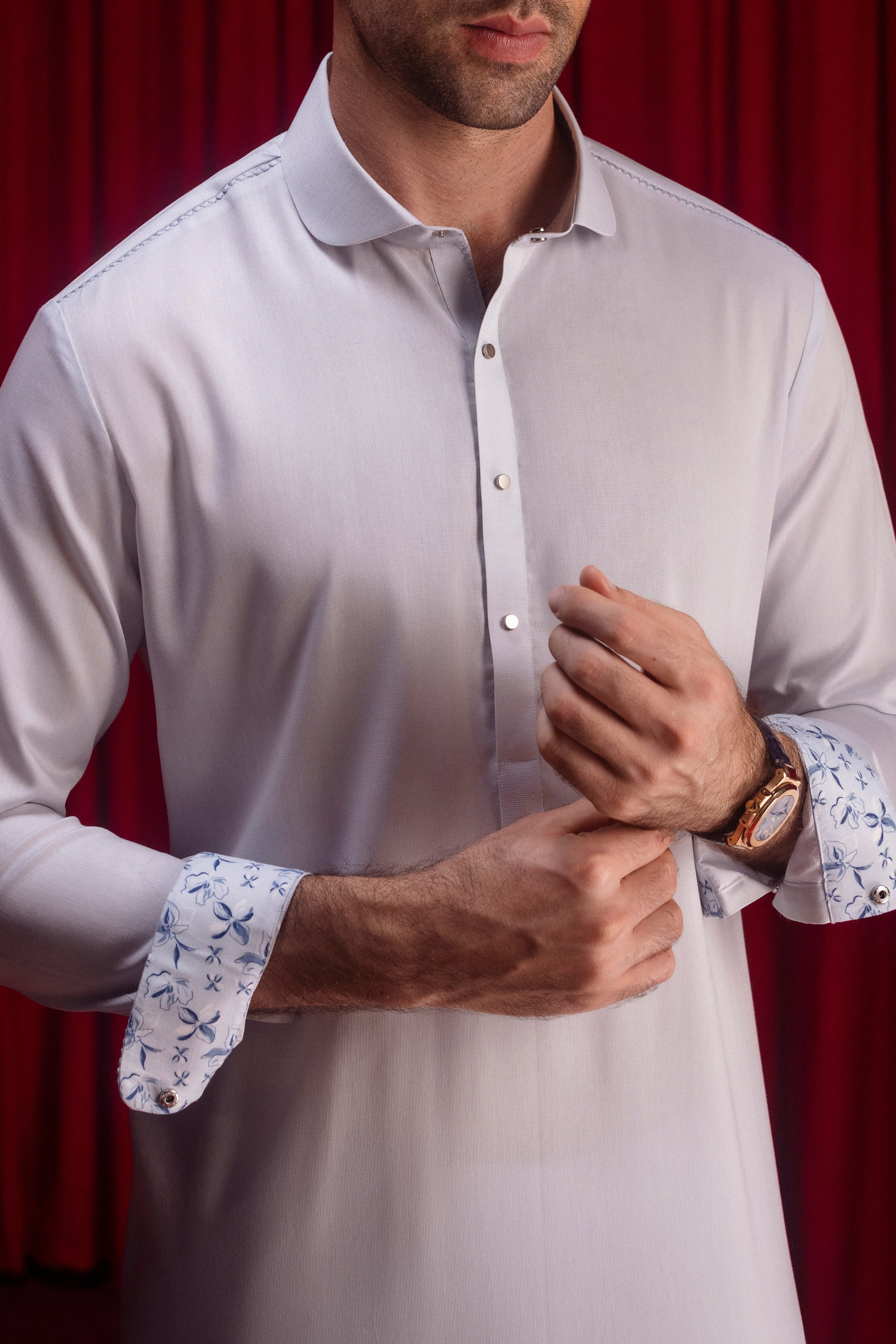Premium Cotton Sky Blue Kurta Trouser Set by J. Junaid Jamshed - Comfortable Traditional Pakistani Outfit for Men - Perfect for Eid, Weddings & Special Occasions