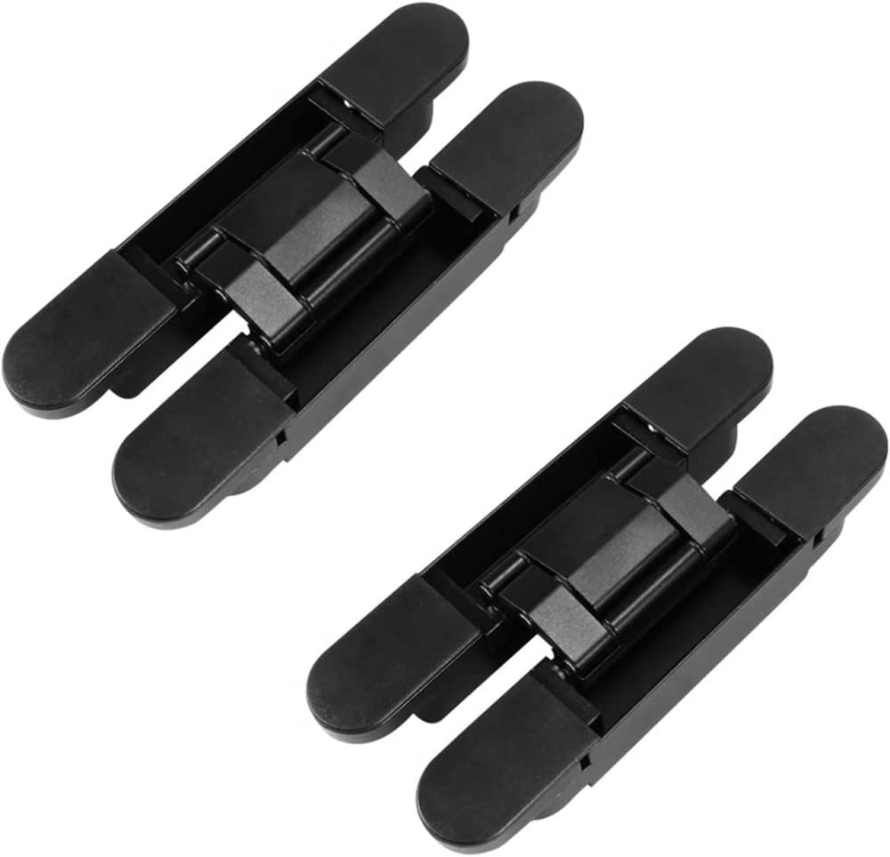 BAZAC 2 Pack Heavy Duty 40kg Black Zinc Alloy Door Hinges - Adjustable Invisible Hinges for Home Use | Perfect for Cabinet Doors, Wardrobes & Furniture Installation