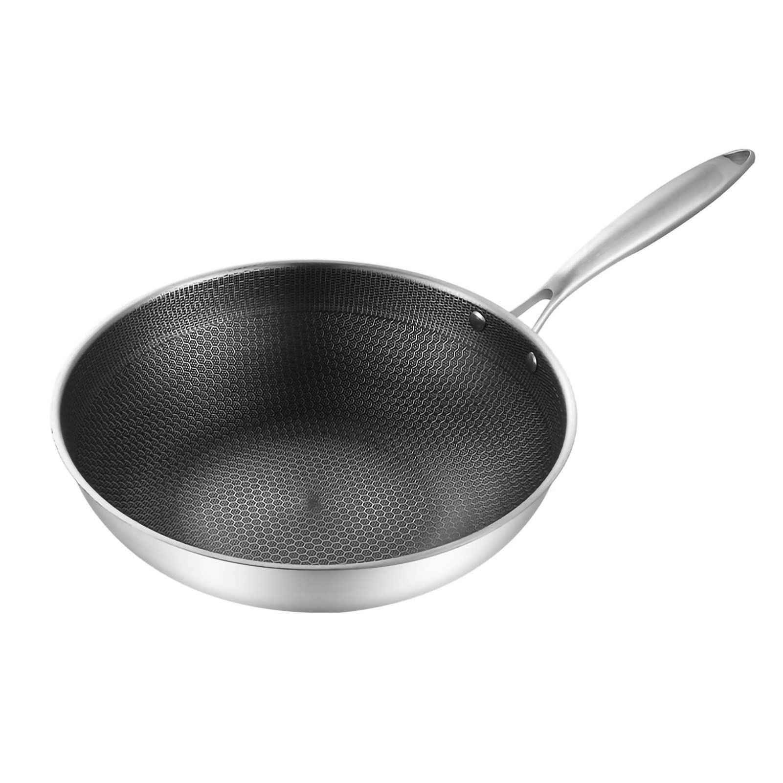 **Stainless Steel Wok Pan - 34cm Nonstick Induction Cookware, Dishwasher & Oven Safe - Works on Gas, Ceramic & Electric Stoves - Perfect for Stir-Frying, Sautéing & Asian Cooking**