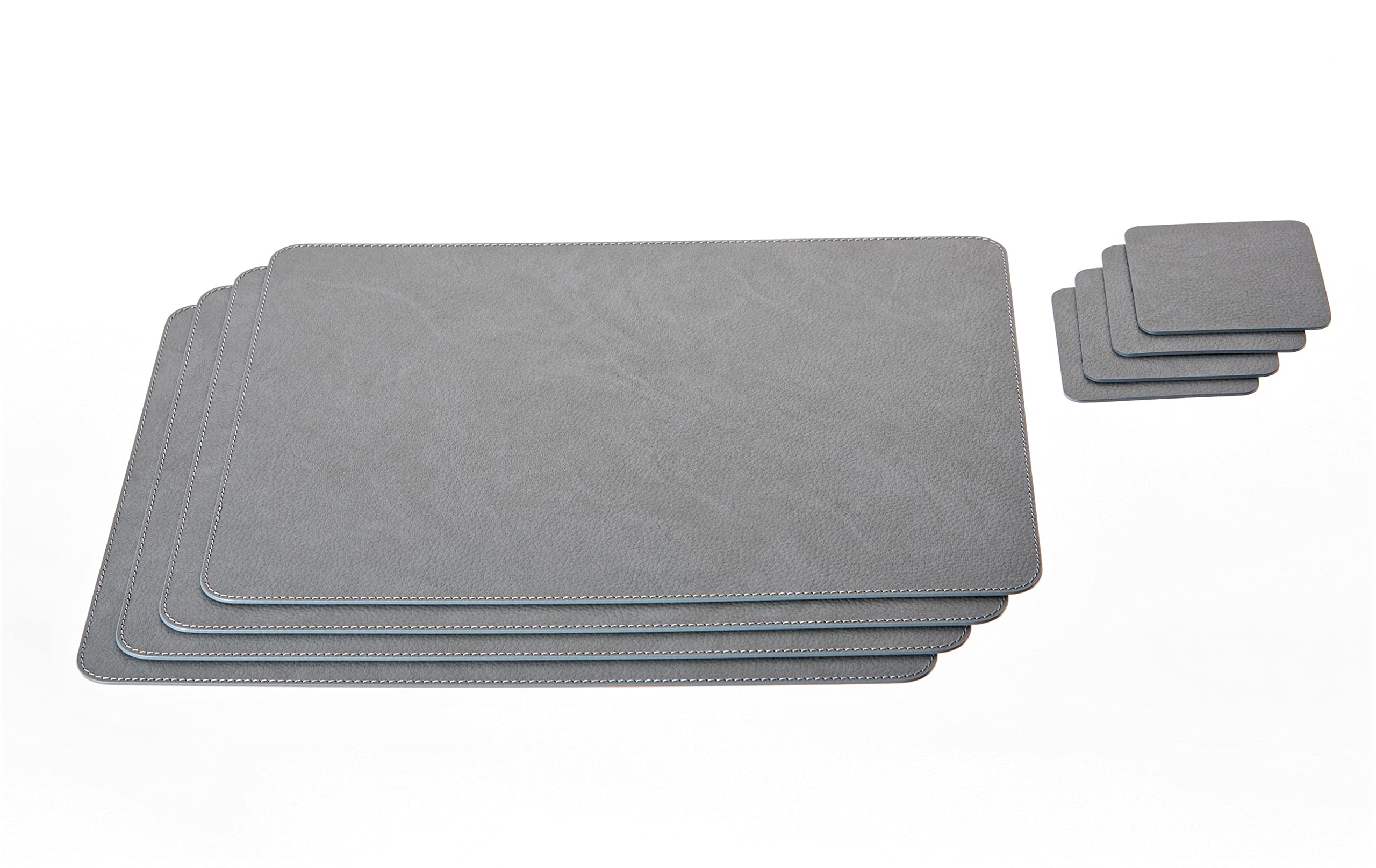Eco-Friendly Recycled Leather Placemat and Coaster Set - 4 Placemats (15.7