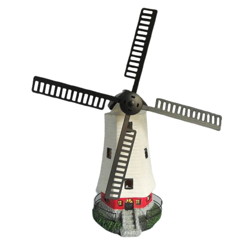 Solar Powered Lighthouse Decor - LED Resin Garden Lighthouse with Windmill Tower, Waterproof Outdoor Lighting for Patio, Lawn & Coastal Themed Decoration | Perfect for Garden, Yard & Nautical Landscape Design