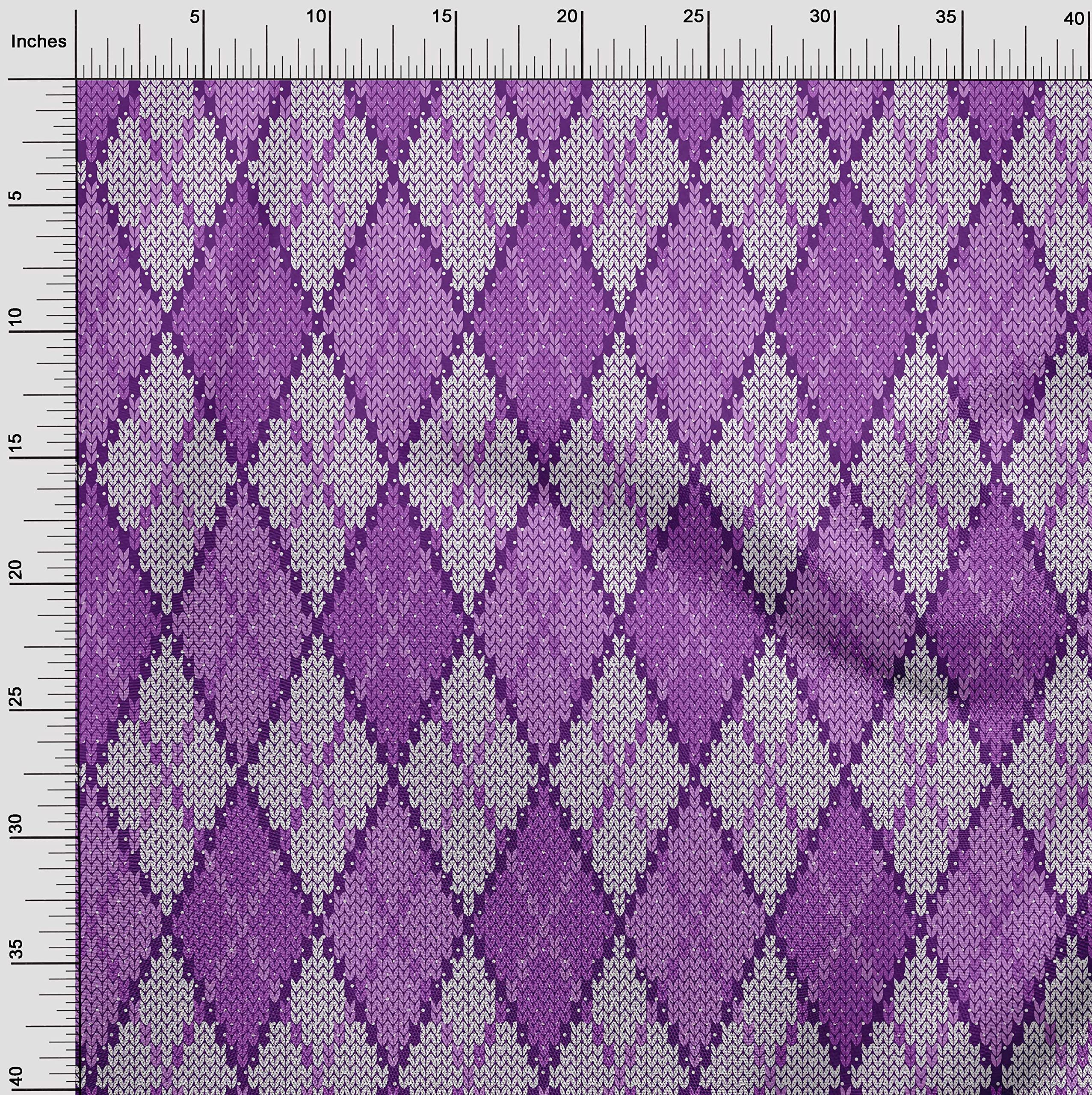 oneOone Polyester Spandex Argyle Print Fabric - 56 Inch Wide Stretch Knit Material for Sewing, DIY Crafts & Upholstery - Perfect for Clothing, Quilting & Home Decor Projects