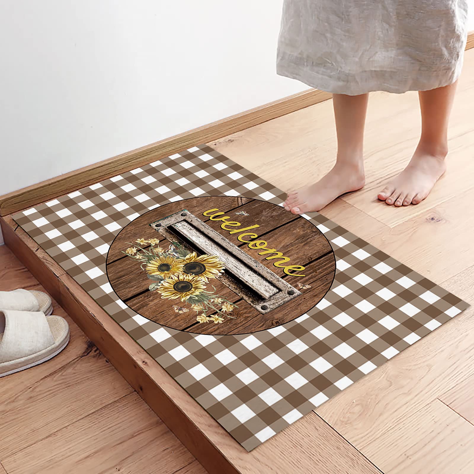 Farmhouse Welcome Mat - Non-Slip 18x30 Outdoor Doormat for Entryway & Home Decor