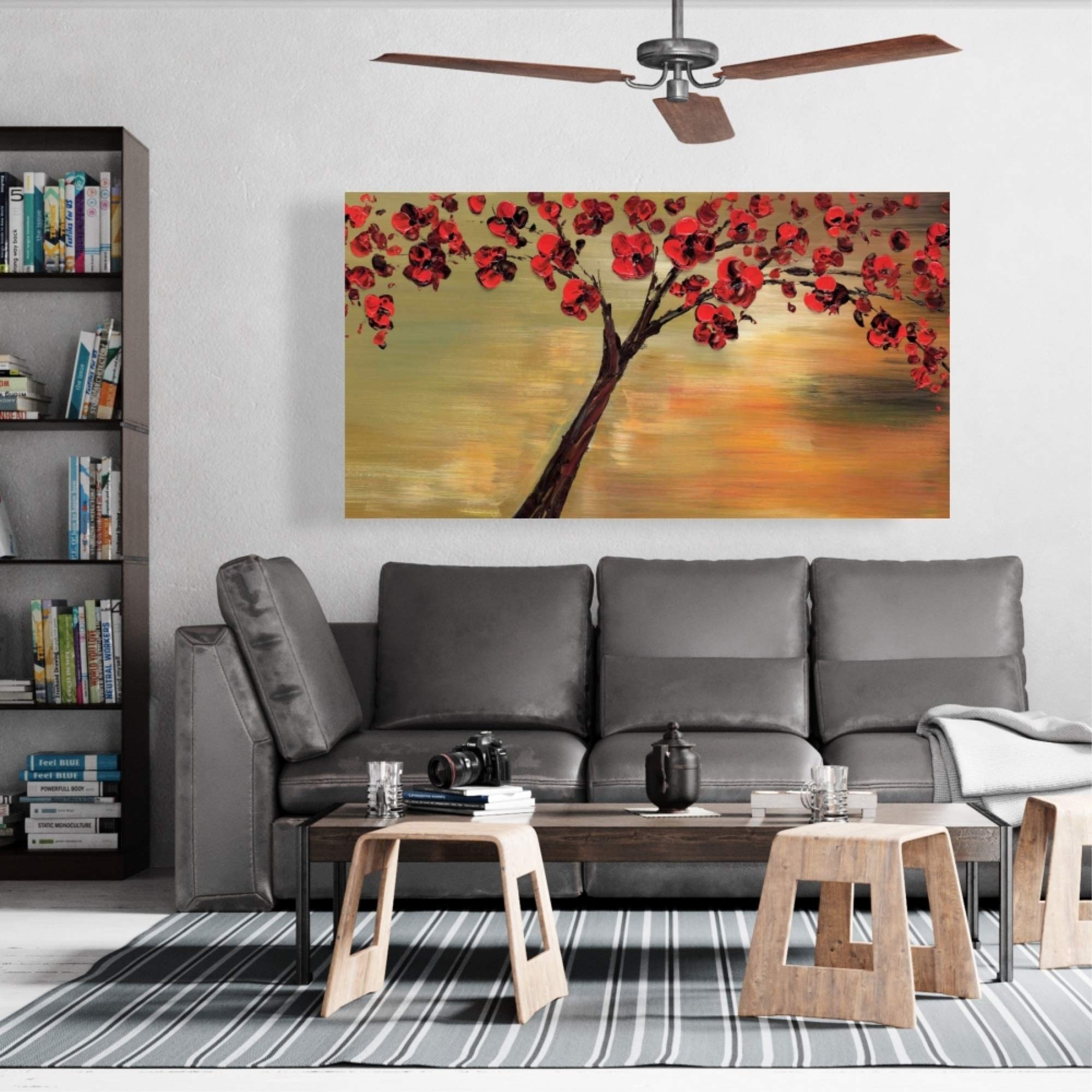 Beautiful Red Flowers Tree Canvas Print - Stunning Wall Art for Living Room, Bedroom & Office Decor