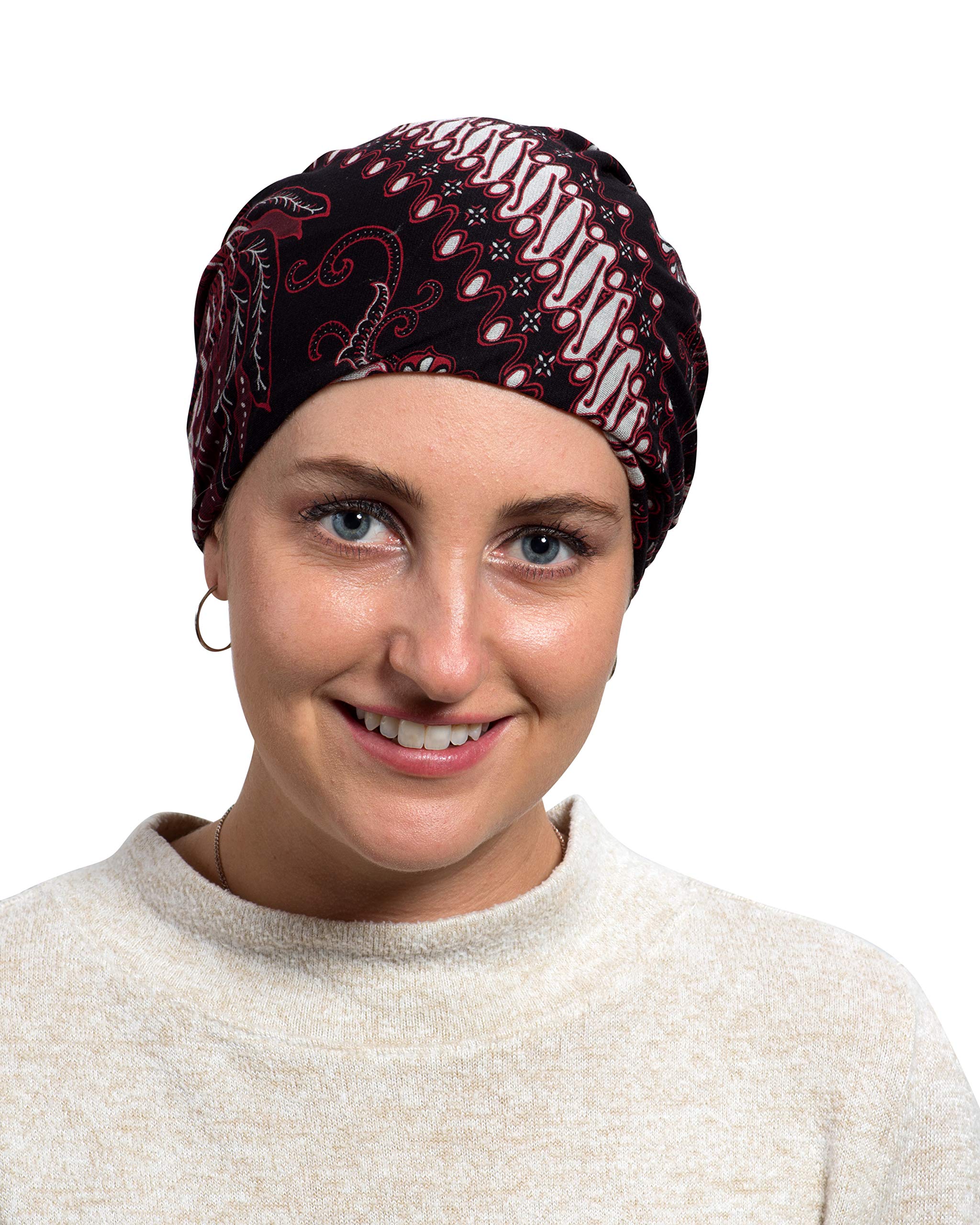 Soft & Comfortable Women's Slouchy Baggy Chemotherapy Beanie with Floral Batik Prints - Cozy Headwear for Cancer Patients, Chemo Therapy, Cold Weather & Everyday Comfort