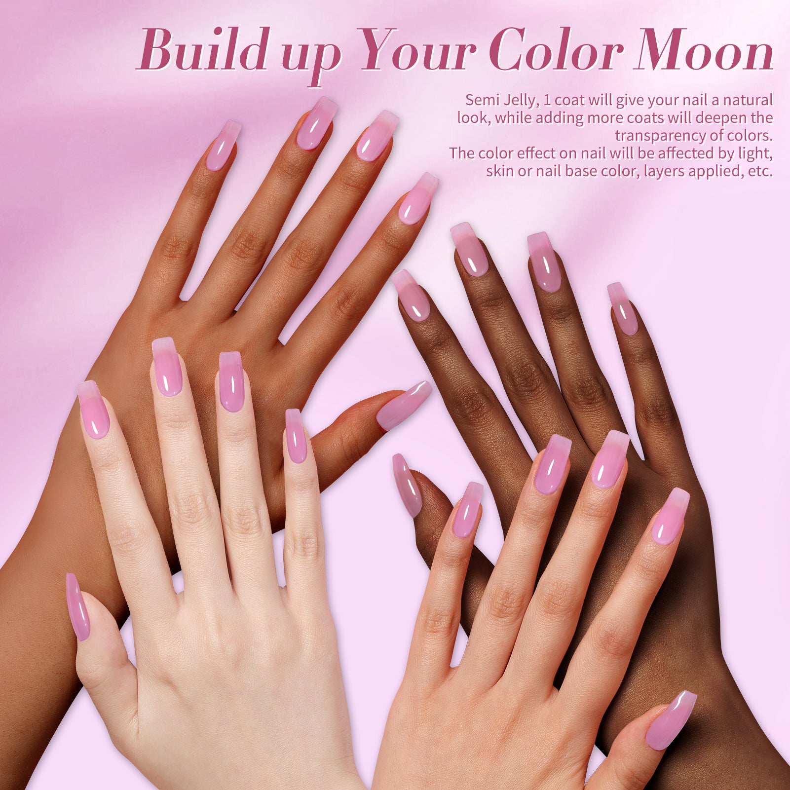 Hema Free Semi Jelly Gel Polish #05 Pink 15ml - Long Lasting Nail Polish for Manicure & Pedicure at Home or Salon