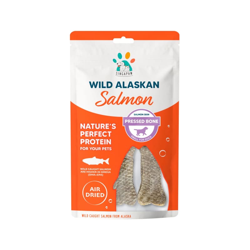 Premium Wild Alaskan Salmon Skin Pressed Bone Dog Treats - All-Natural, Grain-Free, High-Protein Snacks for Dogs - Small, Medium & Large Sizes - Perfect for Training, Chewing & Dental Health