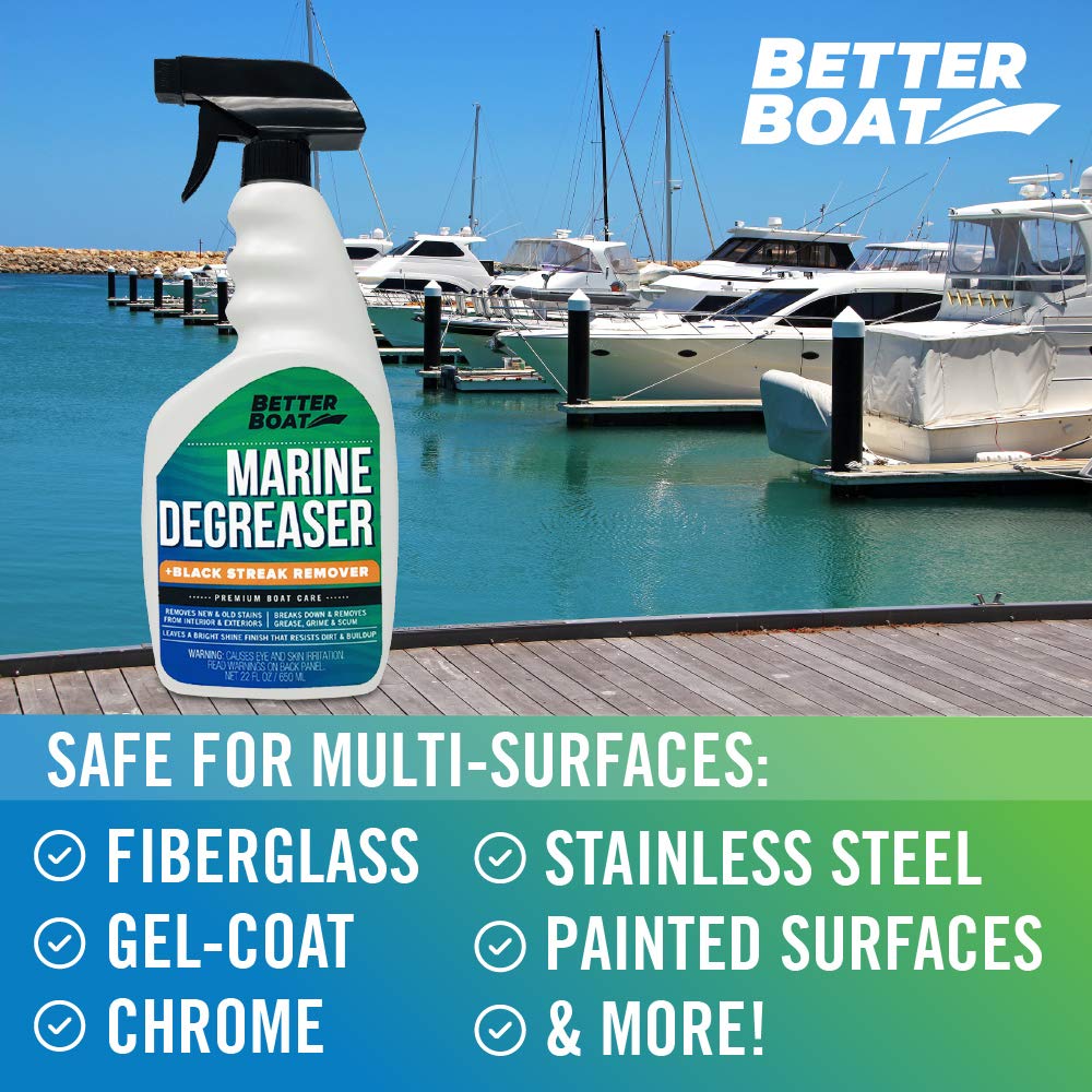 **Heavy Duty Marine Degreaser & Black Streak Remover – Commercial Grade Fiberglass & Engine Cleaner for Boats, Cars, RVs, Auto Parts – Super Grease Cleaner for Tough Stains & Grime (Perfect for Marine, Automotive & Industrial Use)**
