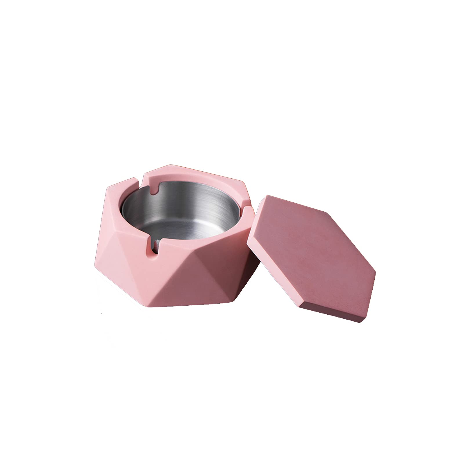 Premium Stainless Steel Cigar Ashtray Set of 3 - Round Tabletop Ash Tray for Cigarettes | Durable & Stylish for Home, Hotel, Restaurant Use | Indoor & Outdoor Smoking Accessories (Pink) - Perfect for Patio, Lounge, Office & Smoking Areas