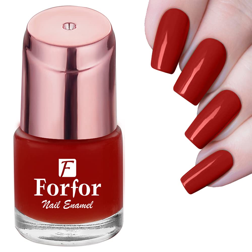 FORFOR® Perfect Stay Glossy Nail Polish - Classic Red Long Lasting Nail Lacquer with High Shine Finish | Perfect for Parties, Weddings & Everyday Wear