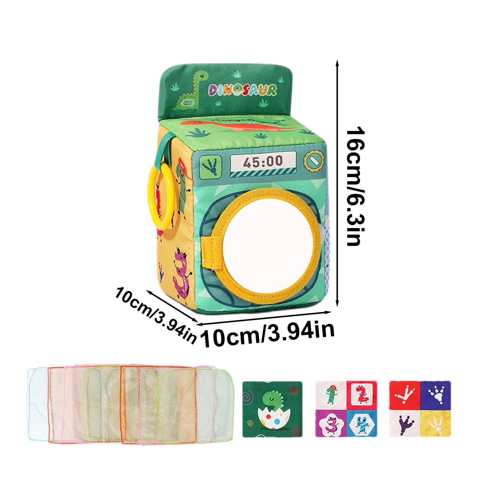 Dinosaur Tissue Box Toy for Kids - Soft Crinkle Fabric Sensory Toy with Cartoon Design - Early Learning & Tempr Education Toy for Playtime, Nursery, and Toddler Development