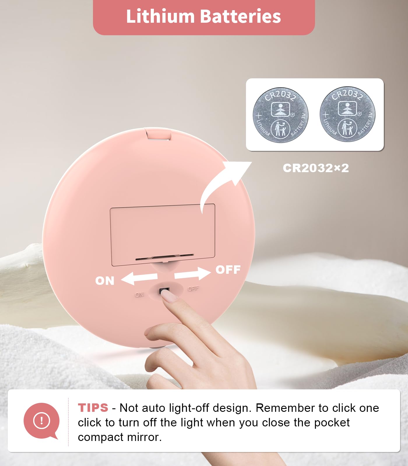 Wobsion 2-in-1 Travel Mirror with LED Light - 1x & 10x Magnification, Portable Handheld Makeup Mirror for Women, 2 Pack (Cyan & Pink) | Perfect for Travel, Home Vanity, Purse & Cosmetic Touch Ups