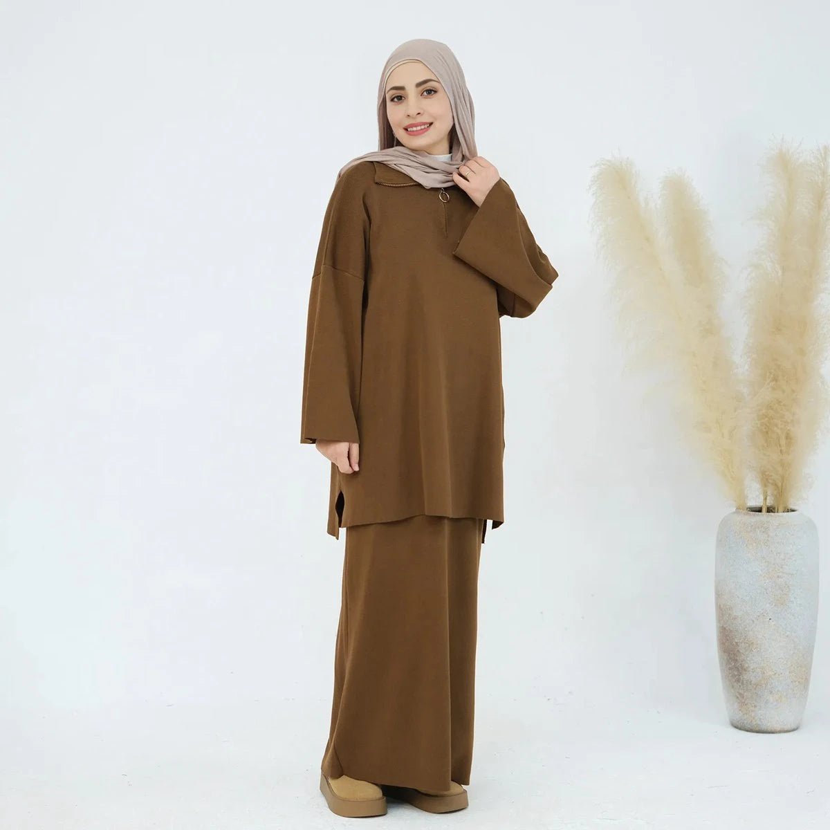 Winter Thick 2-Piece Knitted Top and Skirt Set - Warm Outfit for Fall & Winter Fashion | Perfect for Holiday Parties, Office Wear & Casual Outings
