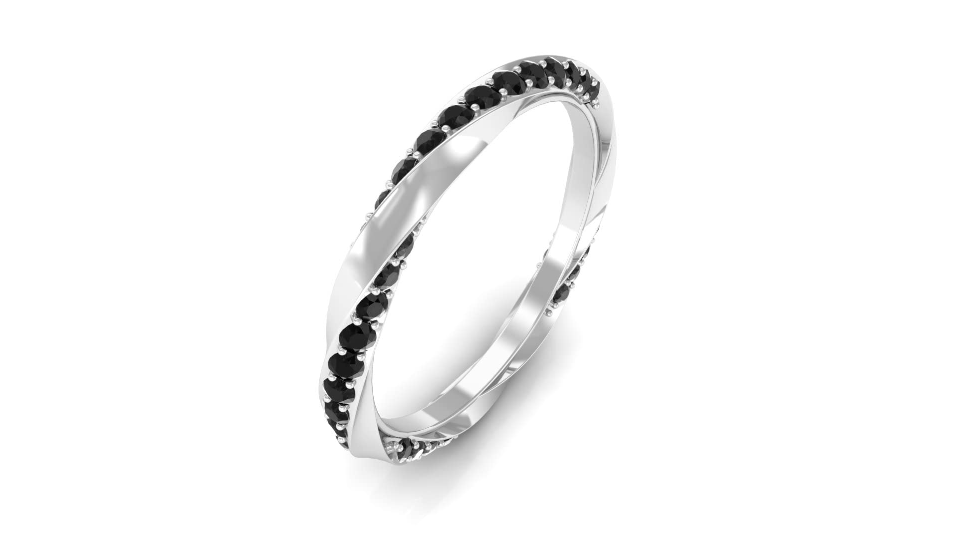 1 CT Black Spinel Eternity Ring in 14K Solid Gold - Elegant Twisted Band Wedding Ring for Women, Perfect for Anniversary, Engagement & Special Occasions