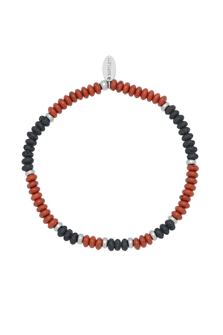 Men's Stretch Disc Bracelet with Genuine Gemstones - Adjustable Beaded Wristband for Casual Wear, Yoga & Meditation