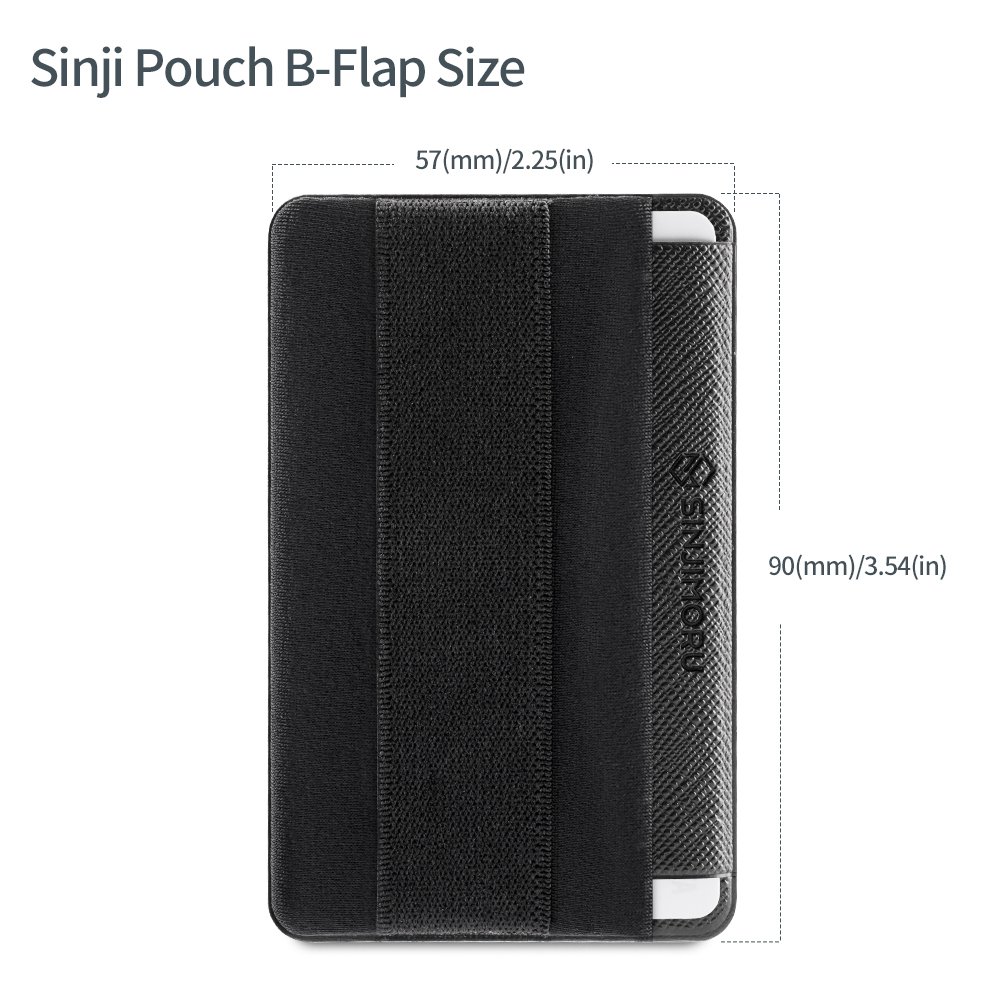 Sinjimoru Adhesive Phone Grip with Card Holder & Finger Strap - Multi-Functional B-Flap Pouch for iPhone, Samsung | Perfect for Wallet-Free Shopping, Commuting & Hands-Free Selfies