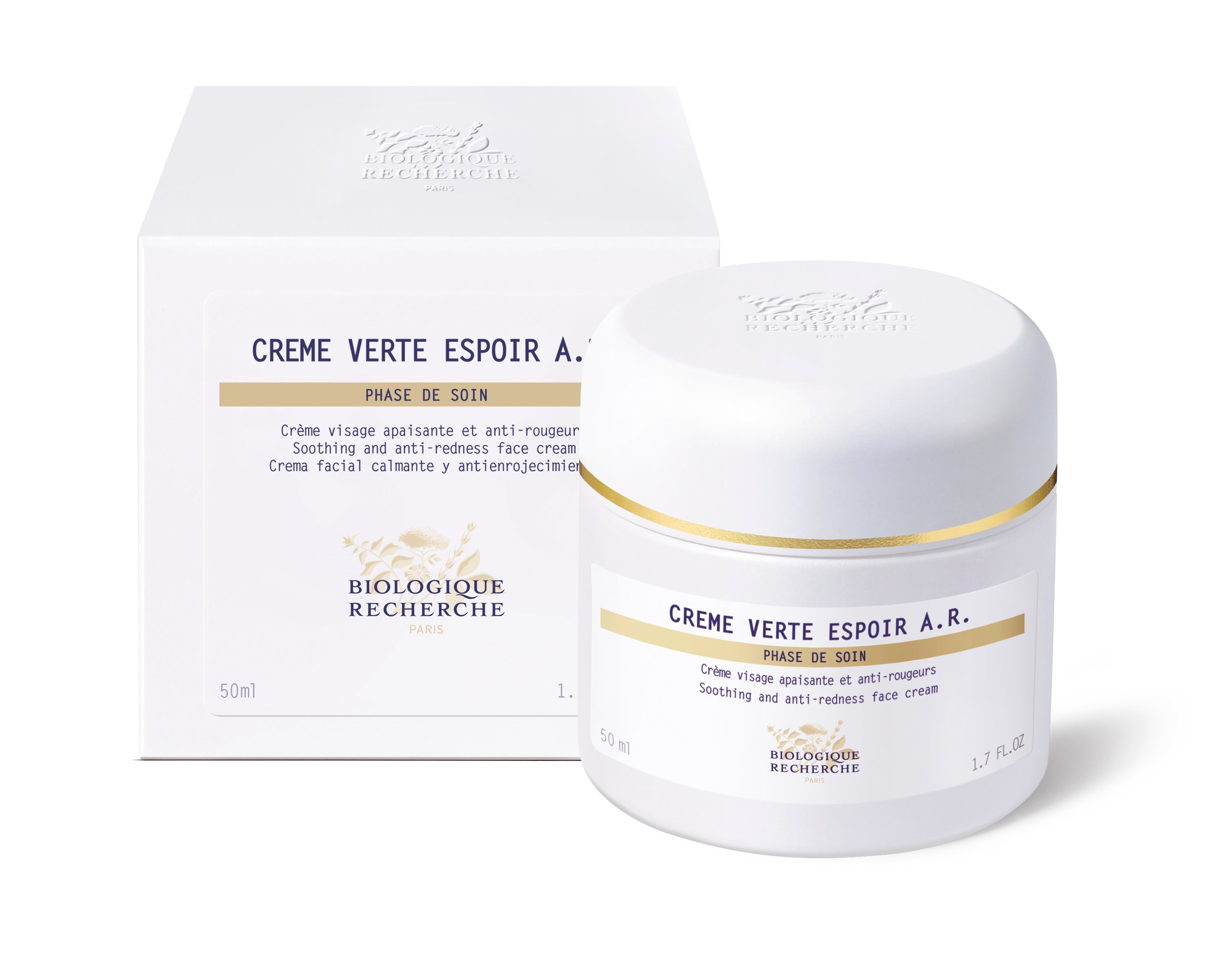 Espoir A.R. Soothing Anti-Redness Face Cream - 50ml/1.7 fl oz | Calming Green Cream for Sensitive Skin & Rosacea Relief | Daily Moisturizer for Redness Reduction & Skin Repair