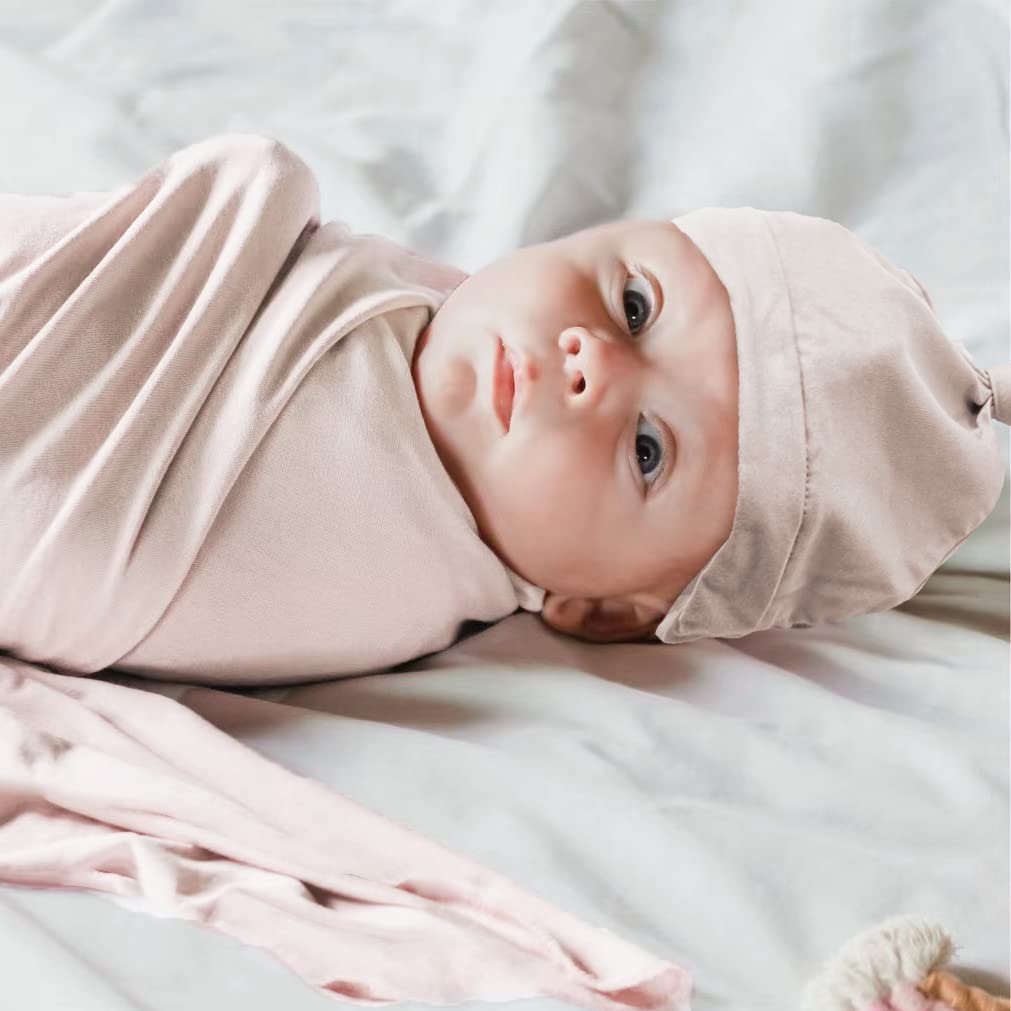 Soft Newborn Swaddle Blanket with Hat Set - 35