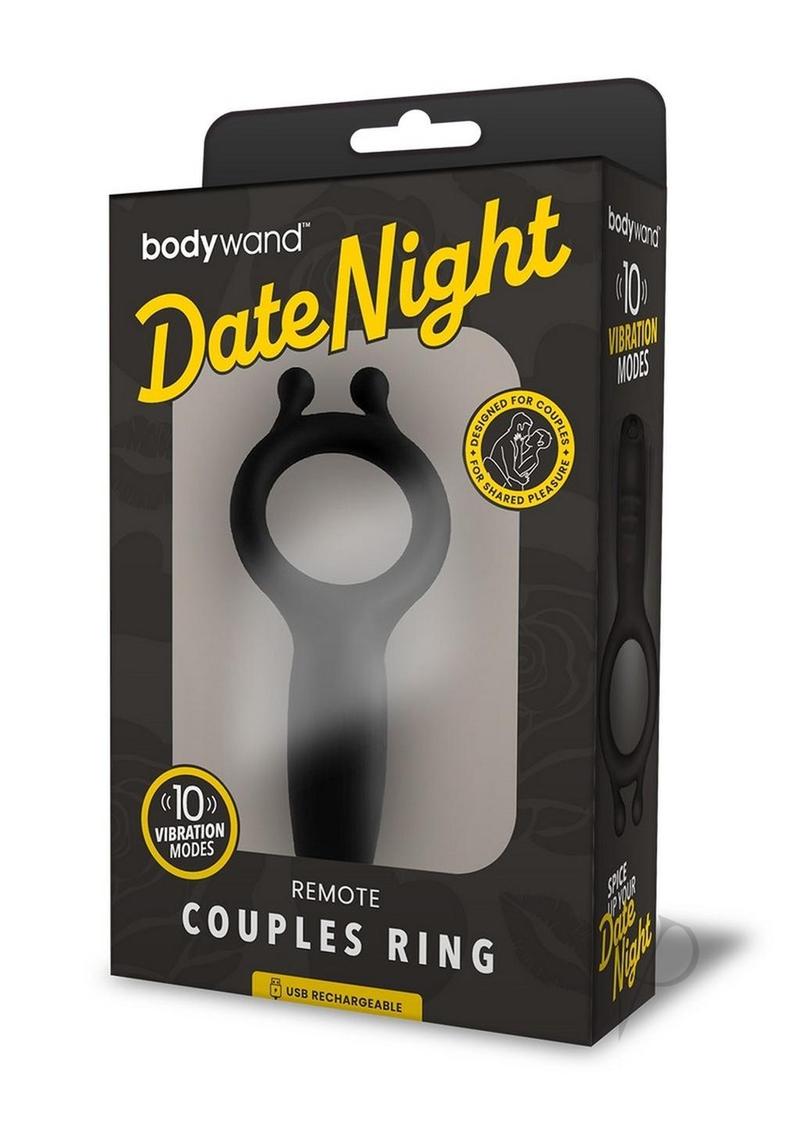 Bodywand Date Night Rechargeable Silicone Vibrating Cock Ring with Remote Control - Black | Couples Intimacy Enhancer for Romantic Evenings & Spicy Bedroom Play