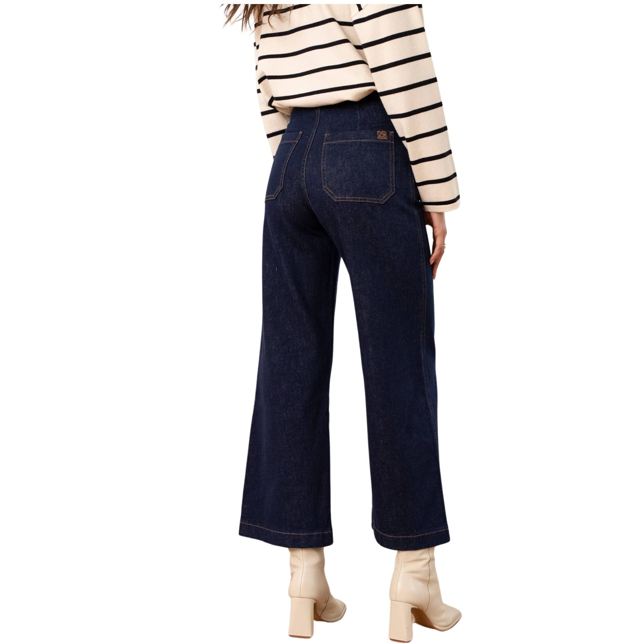 Stylish Wide Leg Venise Jeans in Navy Blue - Perfect for Casual Outings & Boho Chic Looks