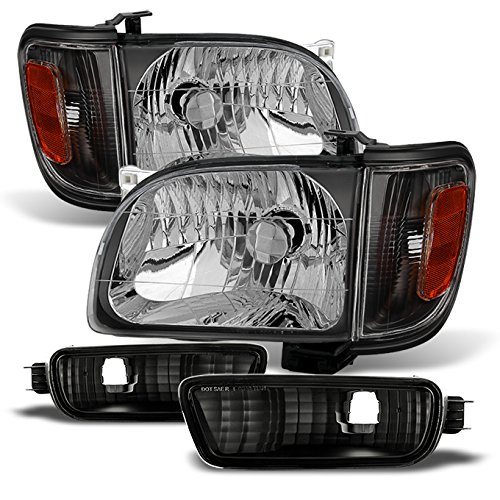 AKKON Black Headlights & Corner Signal Lights Set for 2001-2004 Toyota Tacoma Pickup Truck - 4-Piece Replacement Kit for Improved Night Visibility & Style Upgrade