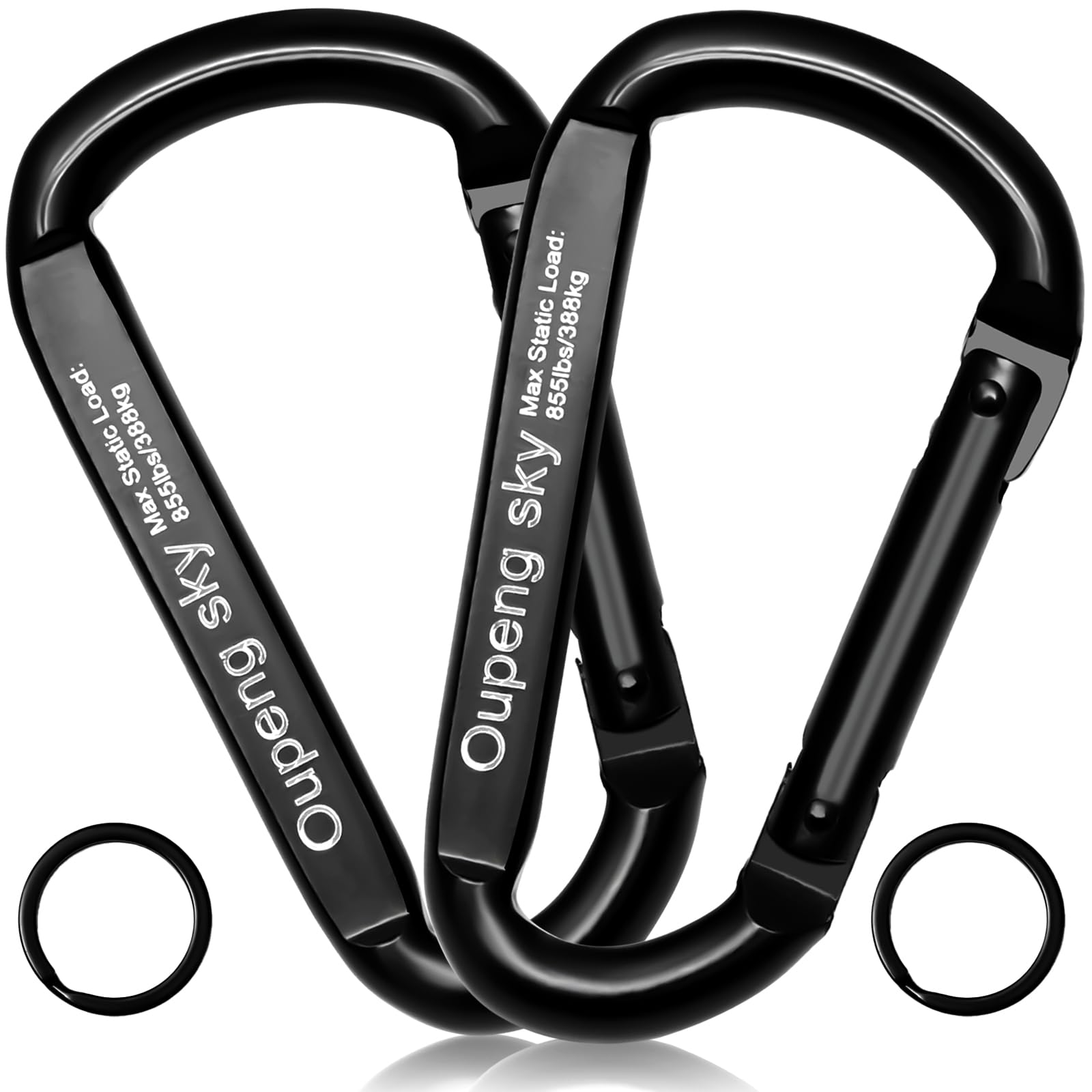 Heavy Duty 855lbs D-Shaped Carabiner Clip - 3