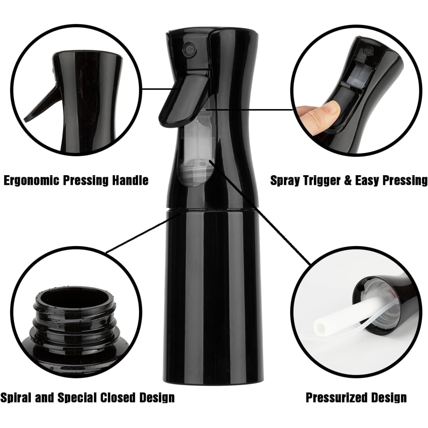 EZILO 300ml Fine Mist Spray Bottle for Hair Care, Styling & Hydration - Refillable Water Sprayer for Salon, Travel & Home Use