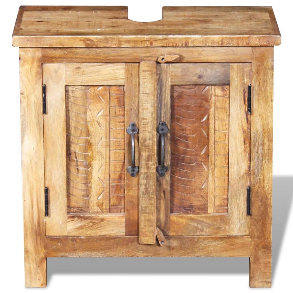 Premium Solid Mango Wood Bathroom Vanity Cabinet with Mirror & Sink Combo - Modern Bathroom Storage Solution for Small Spaces & Master Bathrooms
