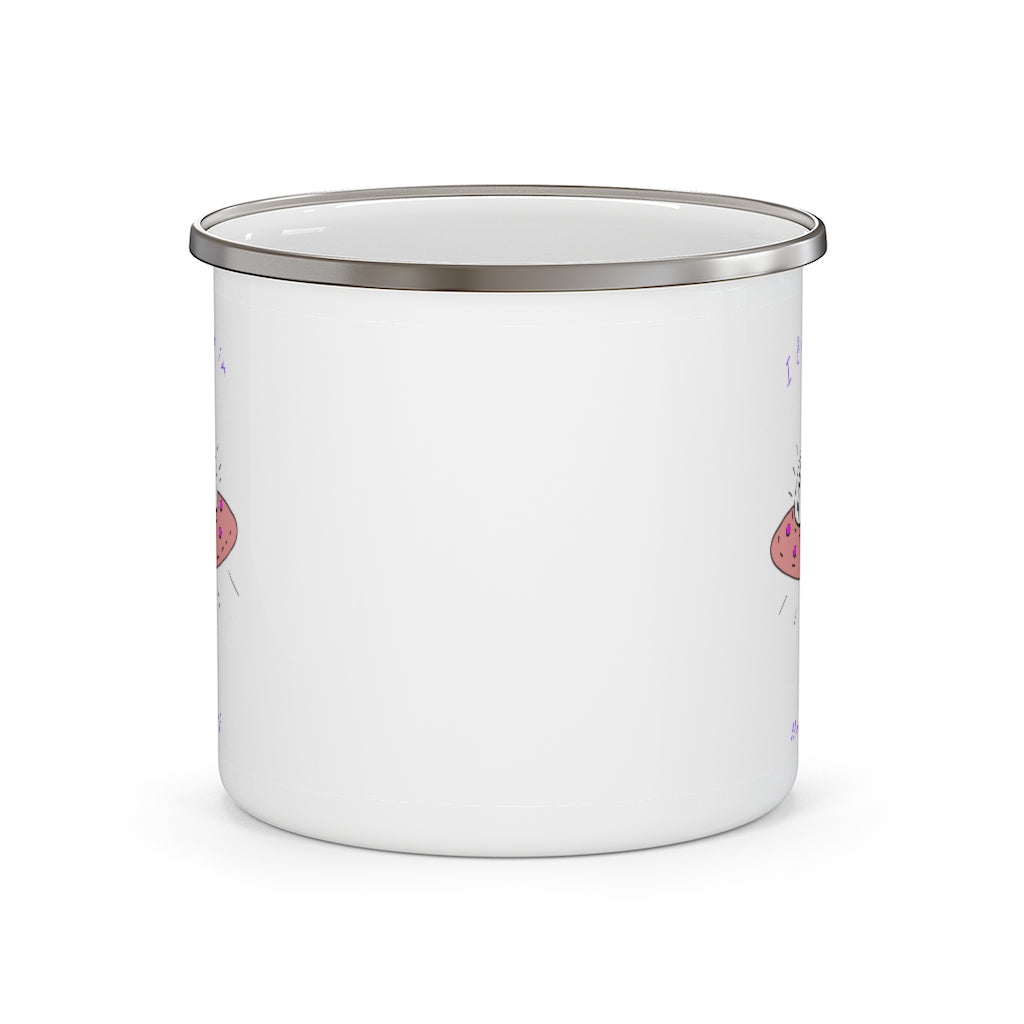 Funny 'I Believe in Meow' Enamel Camping Mug - Space-Themed Travel Coffee & Tea Cup for Outdoor Adventures, Gifts for Cat Lovers