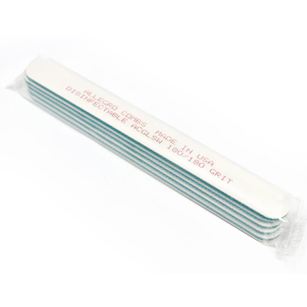 Allegro Cushioned Nail Files Set - 5 Pack with 080/100/180/240 Grits for Smooth & Gentle Manicure - Perfect for Home, Salon & Travel Nail Care