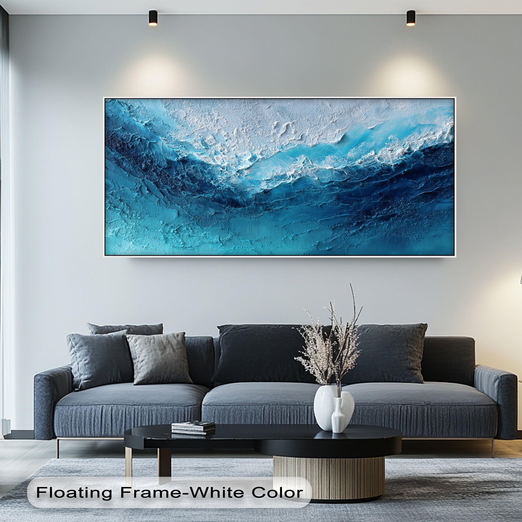 Abyssal Surge - Deep Blue Ocean Texture Canvas Print Wall Art | Modern Home & Office Decor | Perfect for Living Room, Bedroom, or Coastal Theme Interior Design