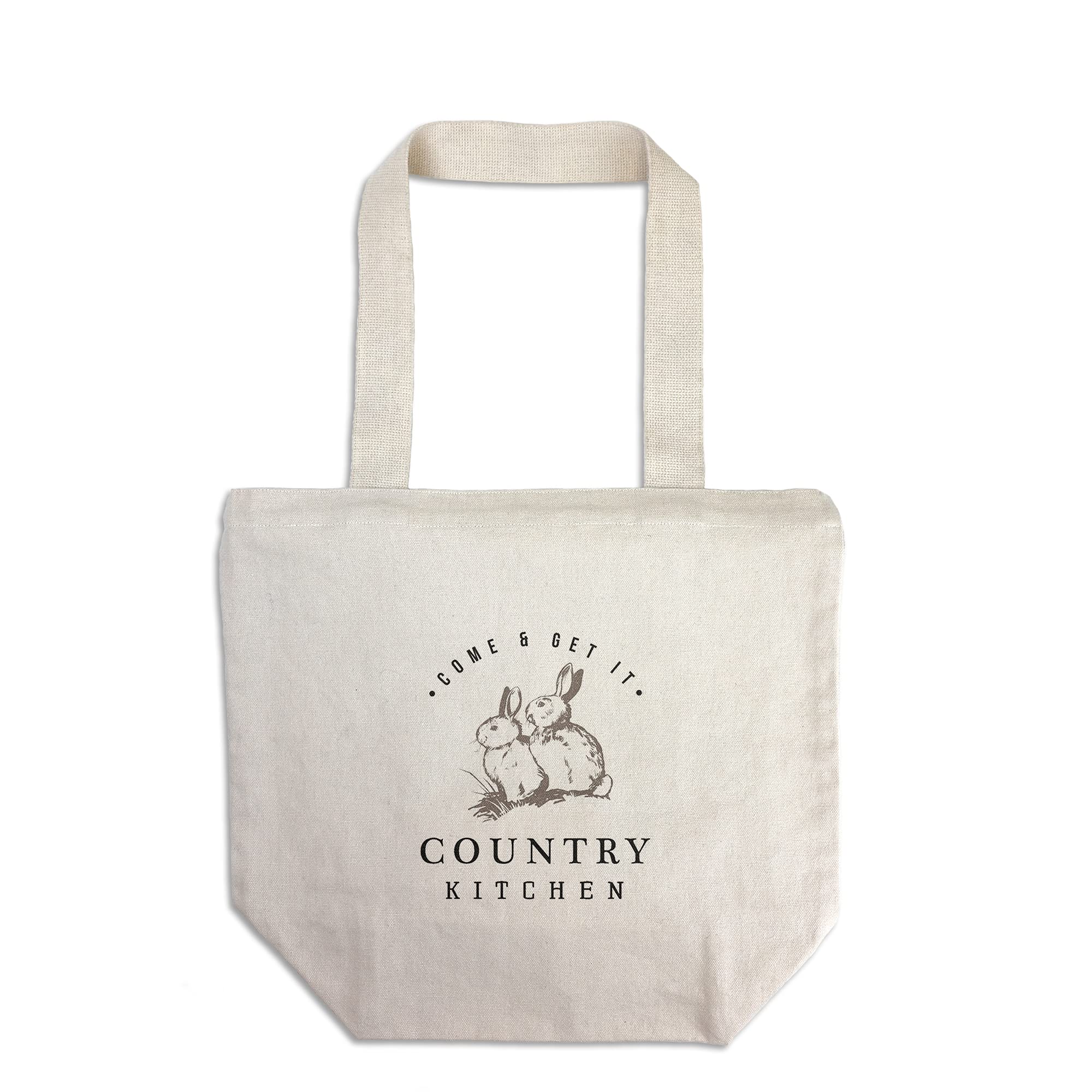 Lantern Press Country Kitchen Bunnies on White - 100% Cotton Canvas Reusable Tote Bag for Grocery Shopping, Beach Trips & Everyday Use