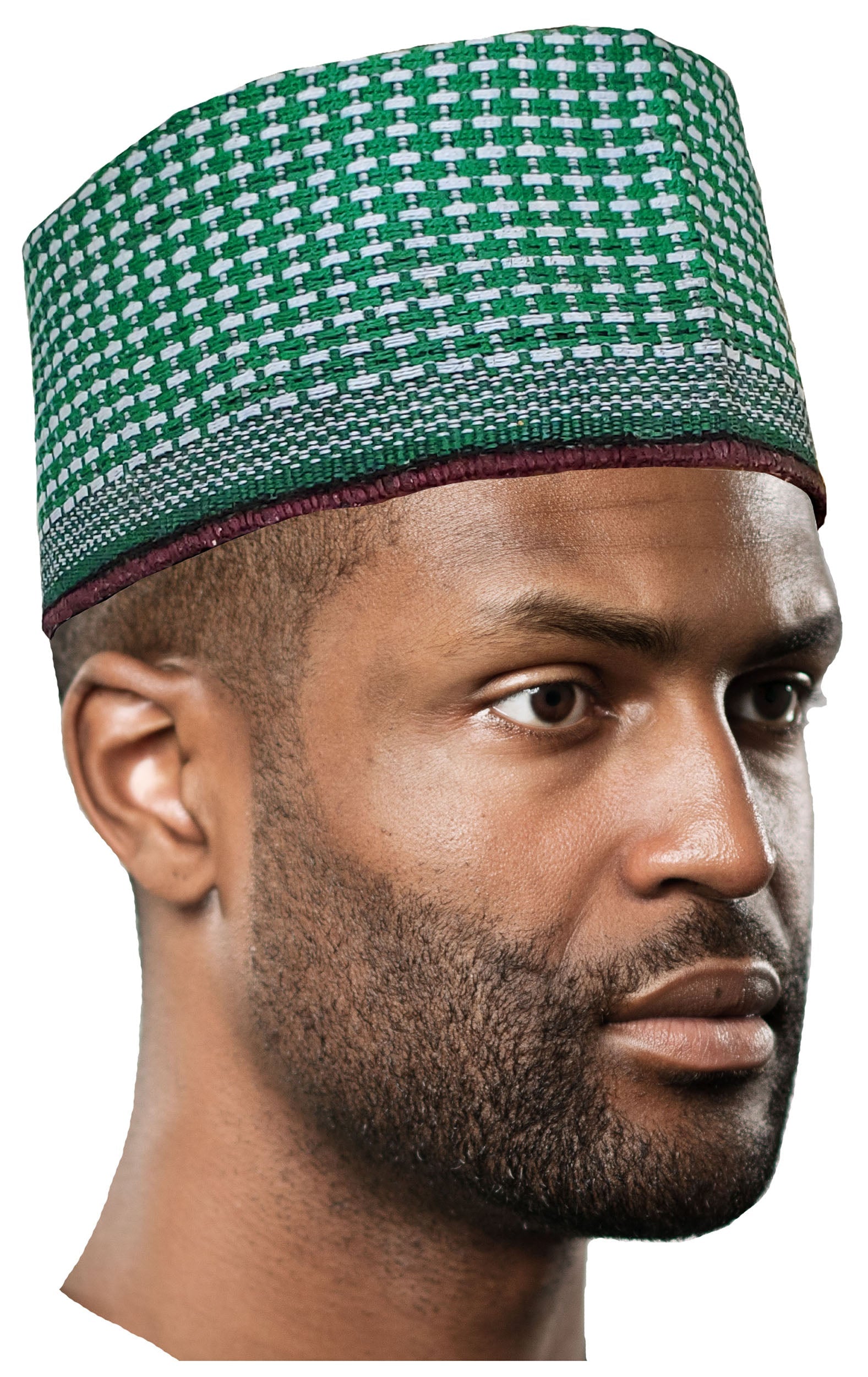 Handmade African Traditional Kufi Hat - Suleimani Green & White Hausa Fulani Cap | Authentic Handcrafted Muslim Prayer Hat | Perfect for Religious Ceremonies, Cultural Events & Daily Wear