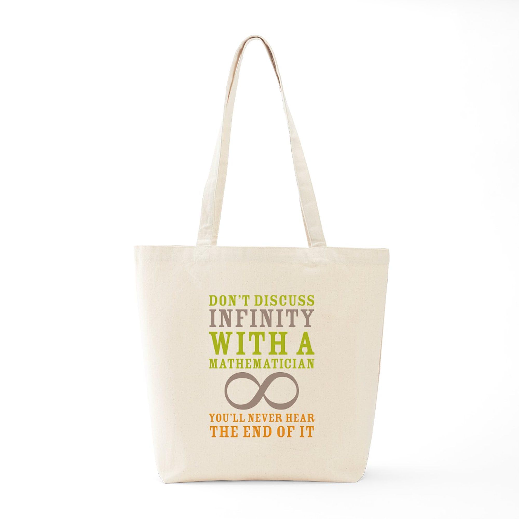 Infinity Math Tote Bag - Natural Canvas Reusable Shopping Bag for Groceries, Books & Everyday Use | Eco-Friendly Cotton Tote for School, Work & Shopping