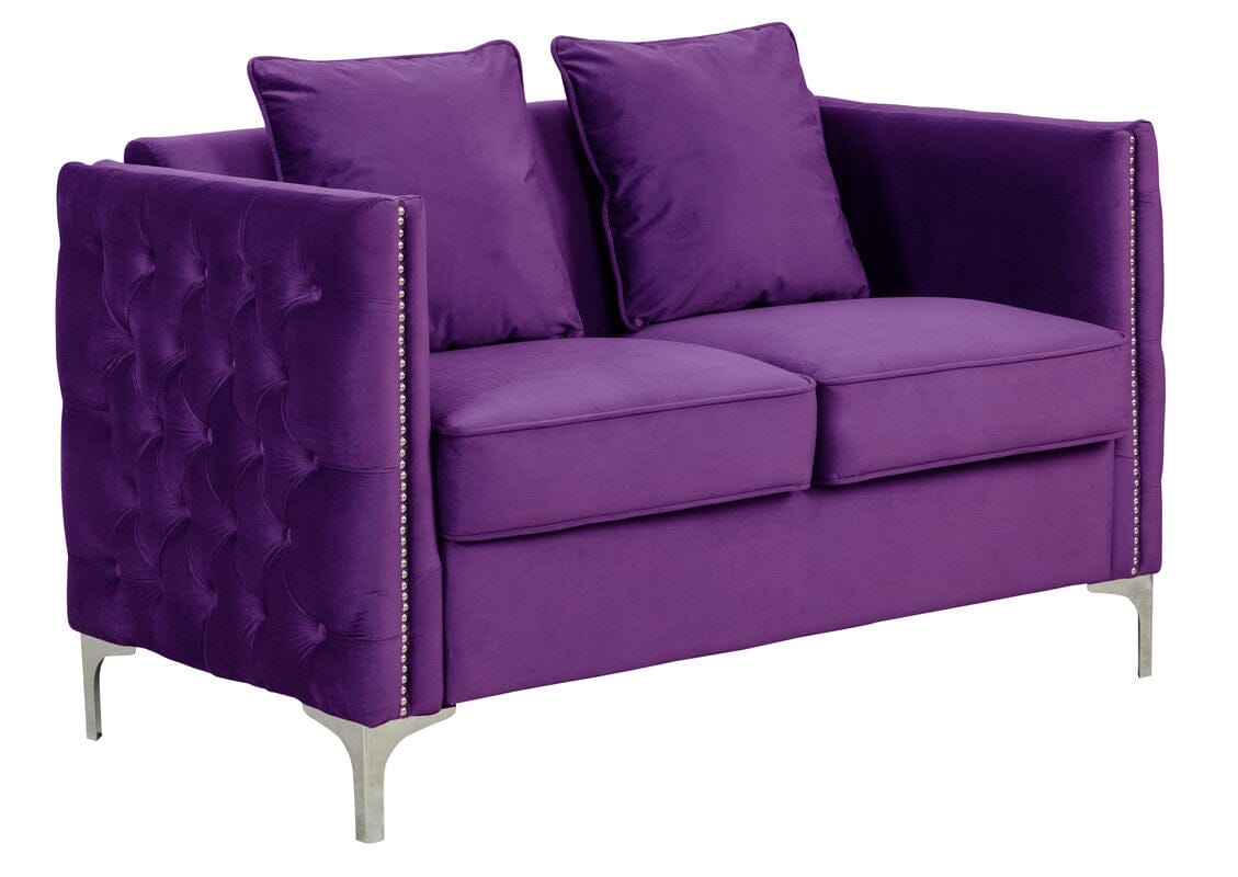 Bayberry Purple Velvet Sofa Loveseat - 2-Piece Living Room Set for Small Spaces, Modern Apartment Furniture with Plush Cushions (Perfect for Living Rooms, Studios & Cozy Spaces)