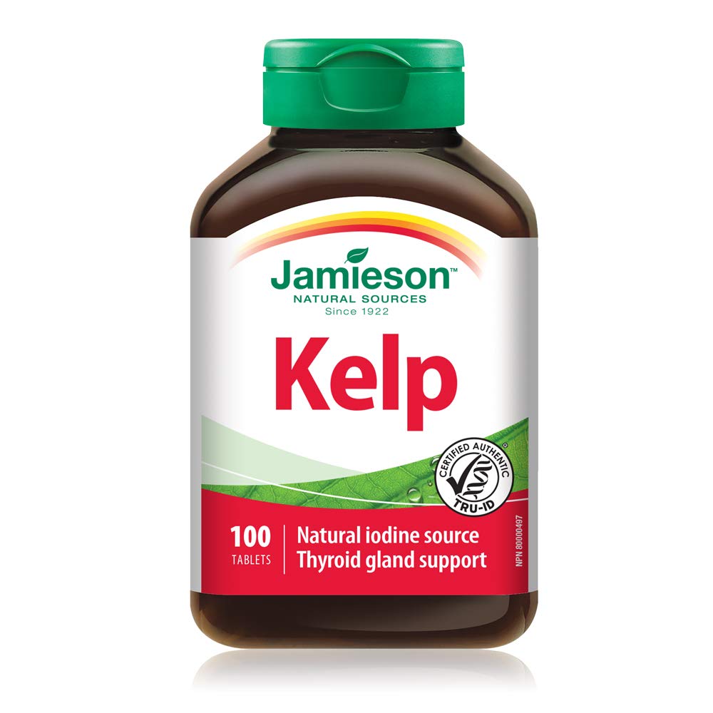 Jamieson Kelp 650mg Supplement - 100 Tablets for Thyroid Support & Iodine Boost | Natural Seaweed Extract for Energy & Metabolism | Perfect for Thyroid Health & Wellness Routine