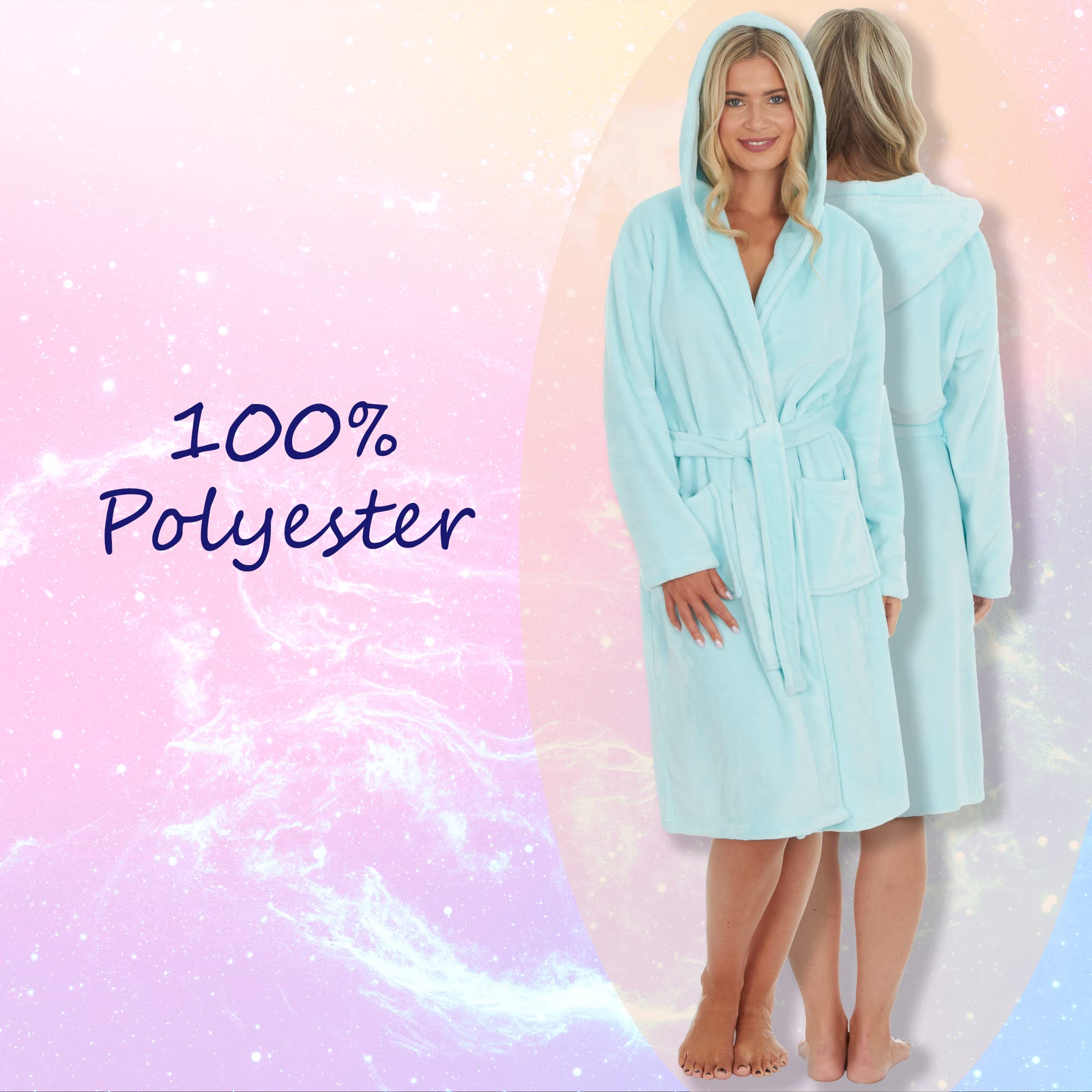 Soft Pastel Hooded Bathrobe for Women - Cozy Thermal Dressing Gown & Loungewear (Size S-XL) | Perfect for Spa, Relaxing at Home & Winter Nights