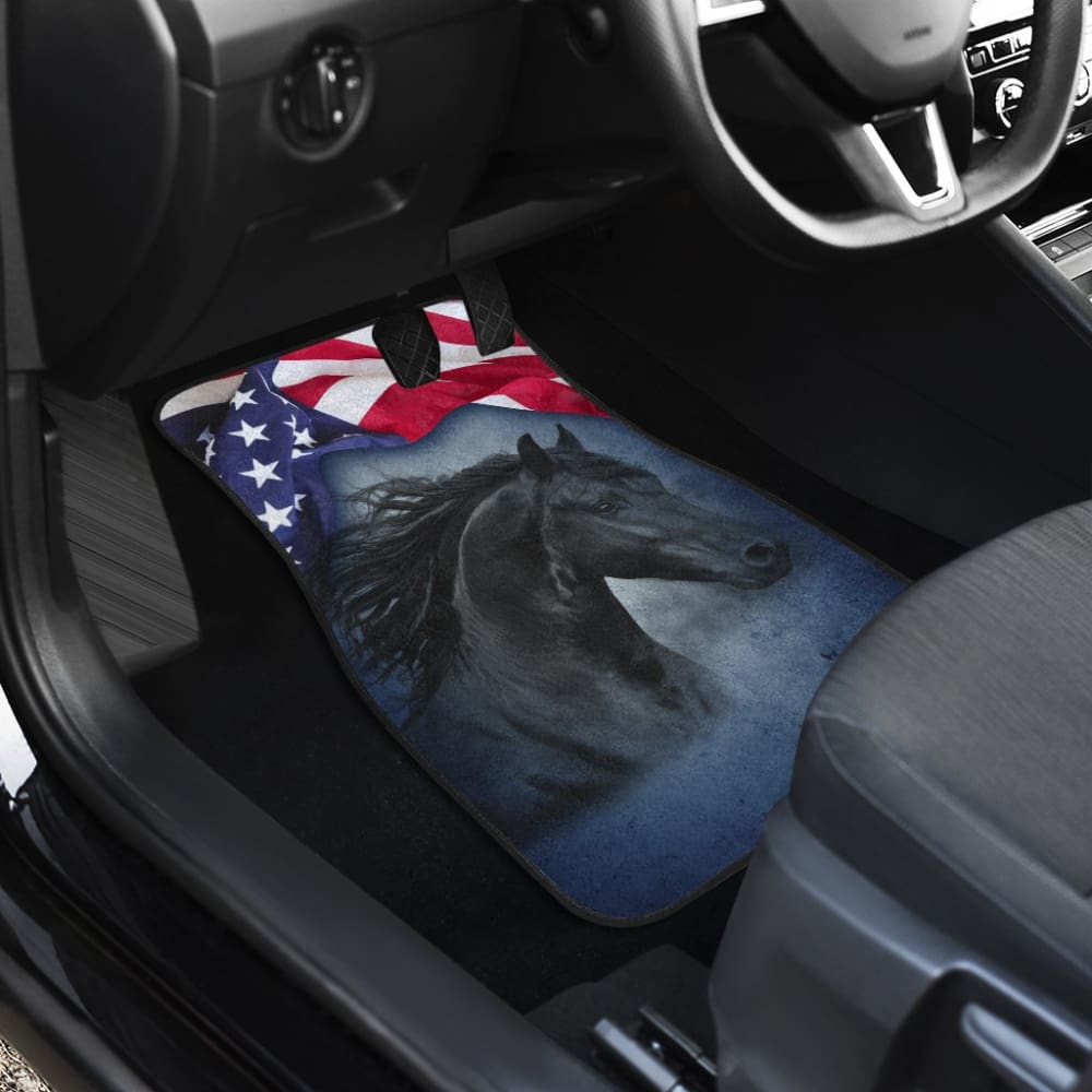 Premium American Flag Wild Horse Car Floor Mats - All-Weather Protection for Trucks & SUVs - Perfect for Road Trips & Outdoor Adventures