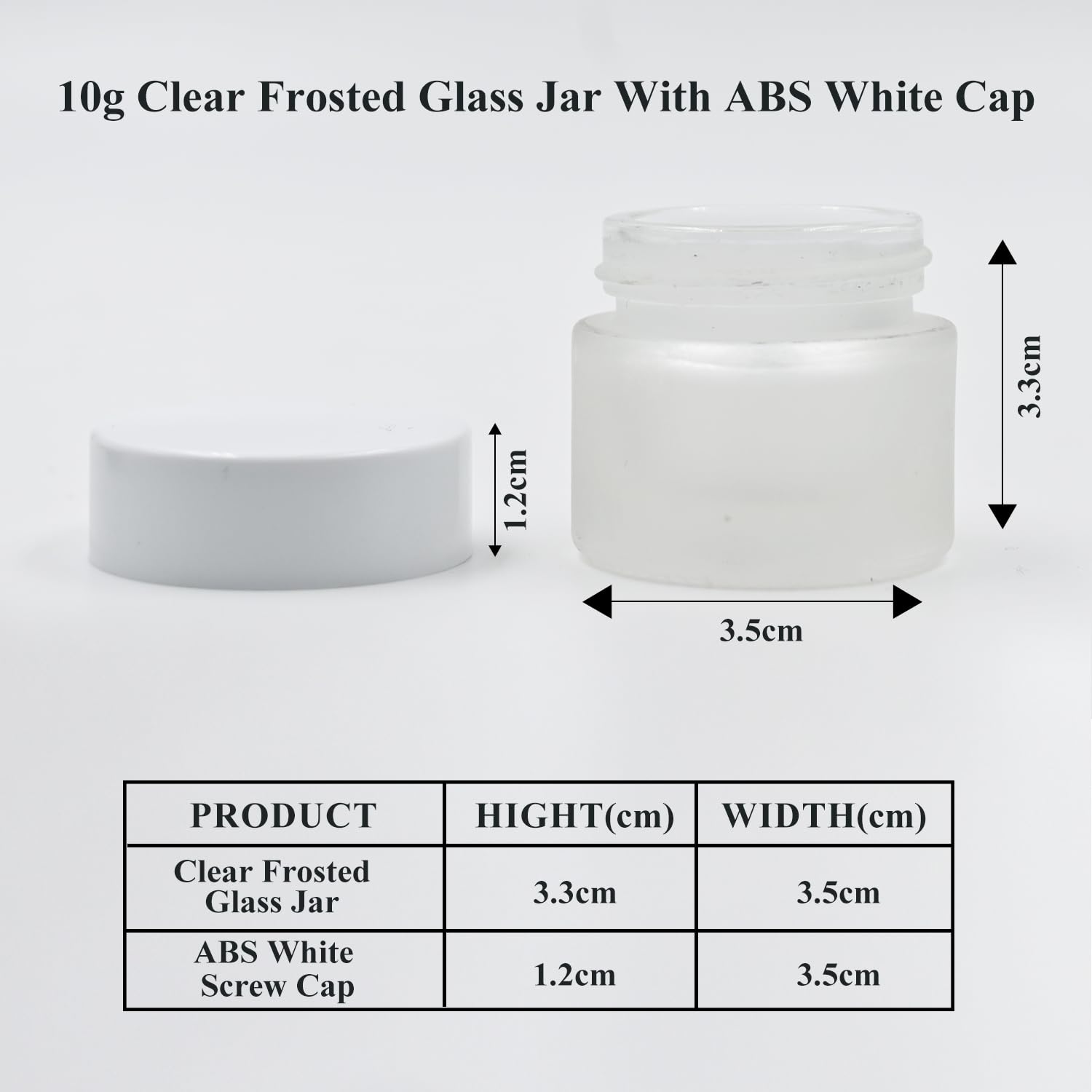 10g Clear Frosted Round Empty Glass Cosmetic Jars with White Cap & Inner Lids - Perfect for Creams, Balms, Face Scrubs & Body Lotions | Ideal for DIY Skincare, Travel Containers & Gift Packaging (Pack of 3)