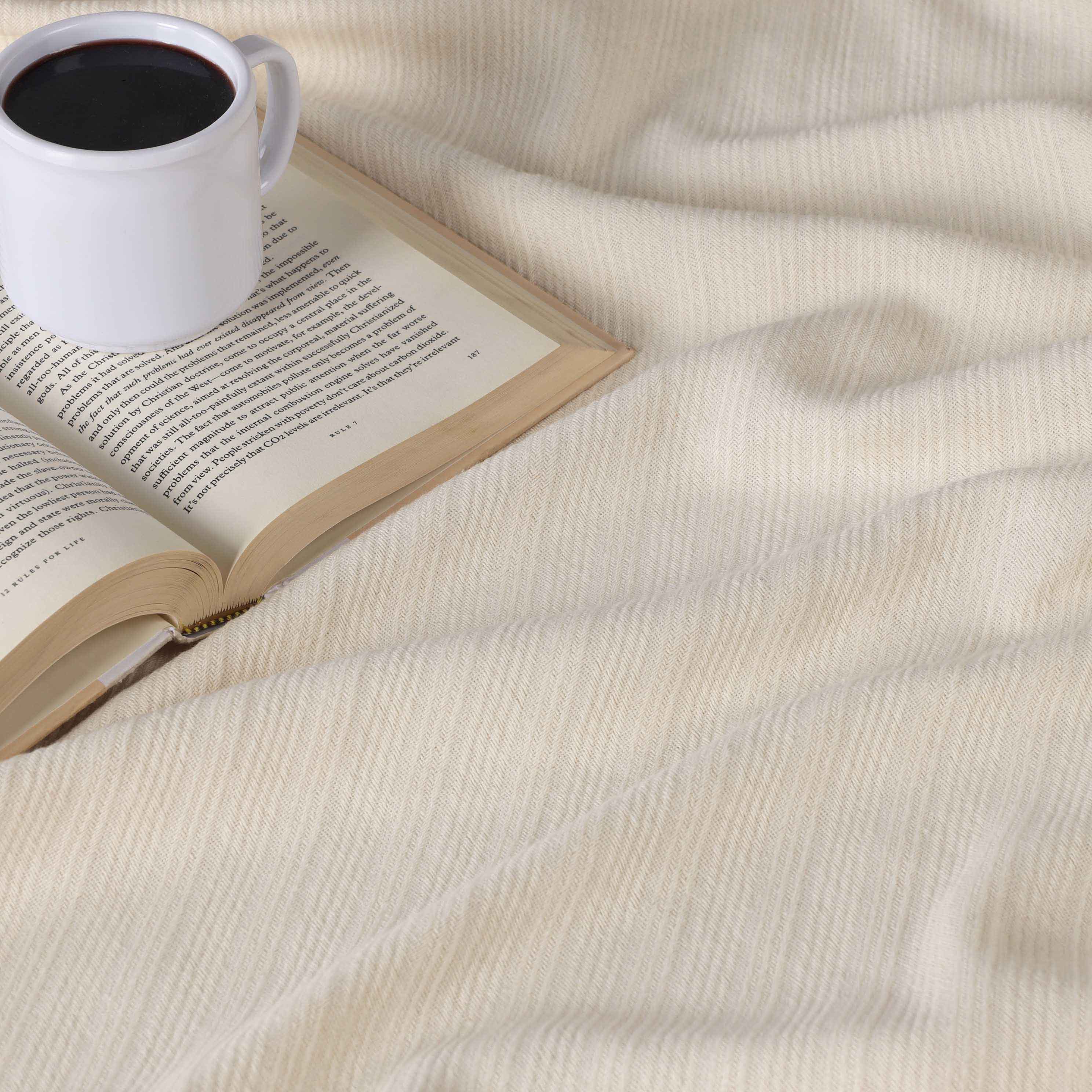 Soft Milan Cotton Textured Striped Lightweight Woven Blanket - Perfect for Sofa, Bed & Outdoor Picnics - Breathable & Cozy Throw