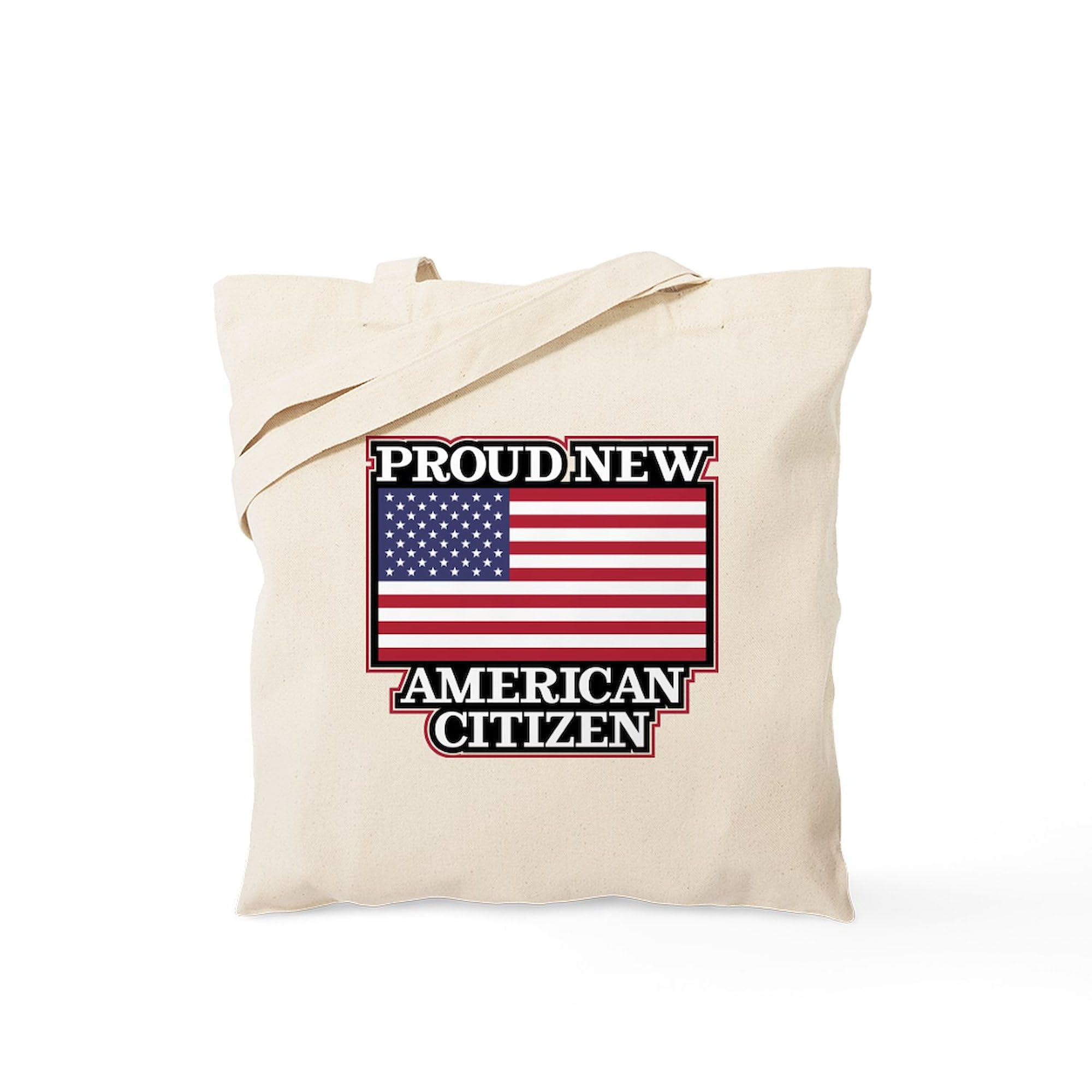 Proud New American Citizen Tote Bag - Natural Canvas Reusable Shopping Bag for Groceries, Beach & Everyday Use | Eco-Friendly & Durable