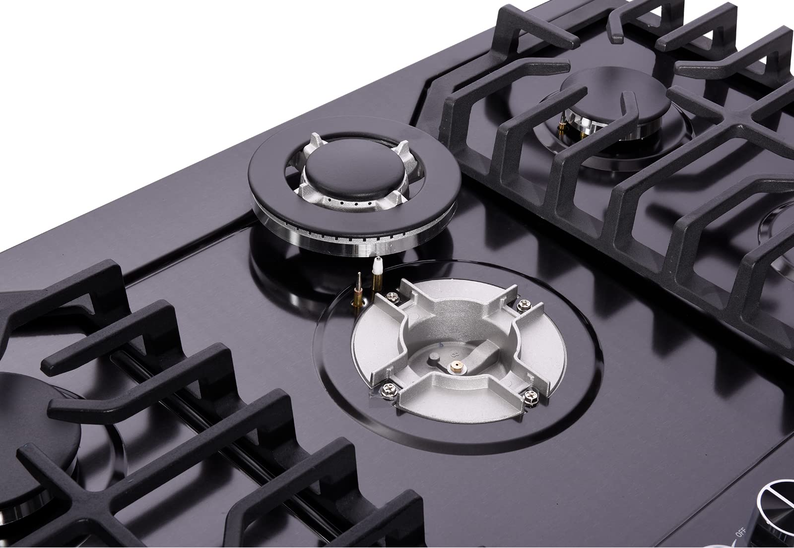 30 Inch 5 Burner Gas Cooktop DT5711BN - Stainless Steel LPG/NG Convertible Stovetop with Thermocouple Protection - Perfect for Home Kitchen, Restaurant & Outdoor Cooking