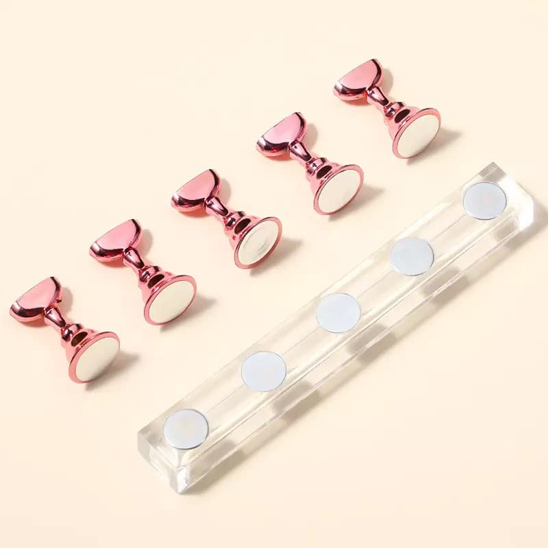 Gleevia Acrylic Nail Art Display Stand - Rose Gold Manicure Practice Holder for False Nails & Alloy Nail Art Tools | Perfect for Salon Training, DIY Nail Art & Professional Manicure Displays