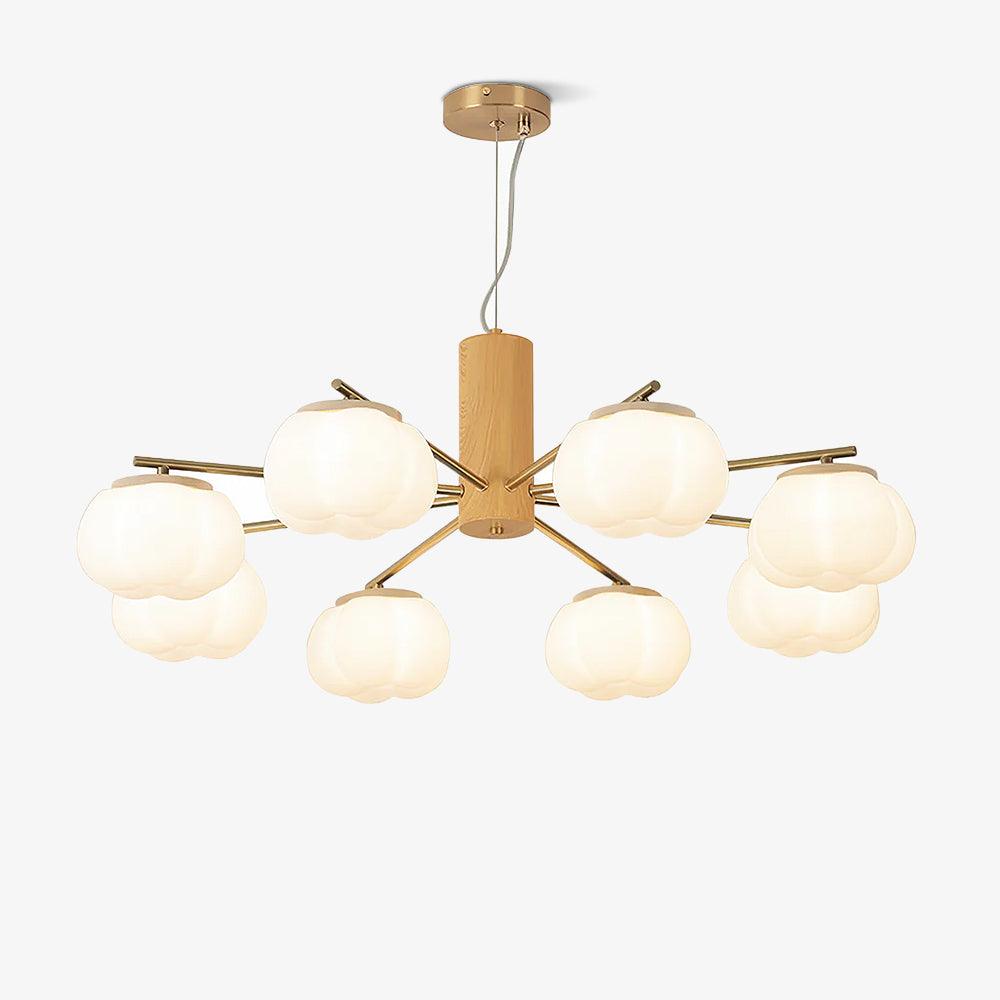 Handmade Cotton Ball Chandelier - Elegant Boho Home Decor for Bedroom, Nursery & Wedding | Soft Lighting Fixture with Natural Cotton Accents