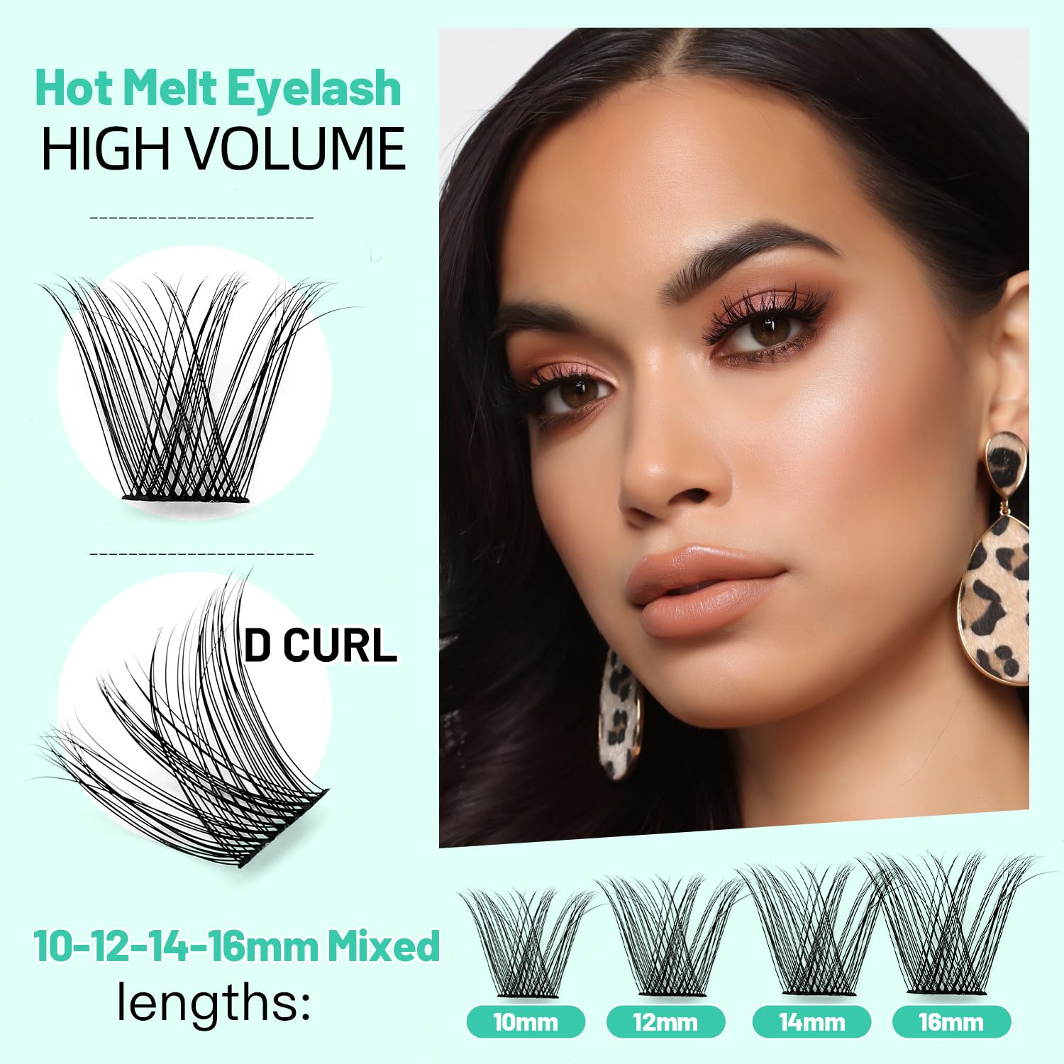 Premium 3D Russian Volume Mink Cluster Eyelash Extensions - 8/10/12/14/16mm Mixed Lengths, D Curl, Natural Look for Stunning Eye Makeup - Perfect for Weddings, Parties, and Daily Wear