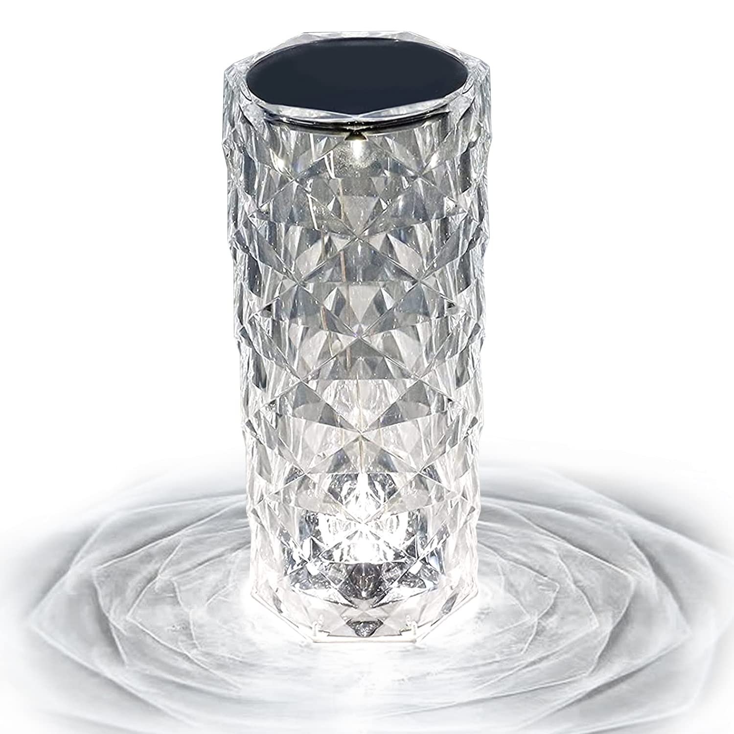 Rechargeable Rose Shadow Table Lamp with Touch Control - 3 Color Changing, Adjustable Brightness, Romantic Crystal Diamond Design for Bedroom, Living Room, Valentine's Day, Birthday & Anniversary Gifts